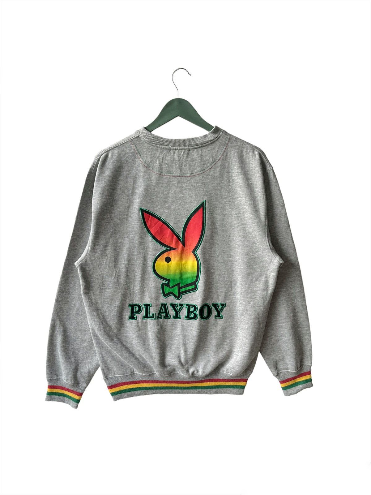 Playboy × Vintage Vintage Playboy Rasta Logo Sweatshirt Size US L / EU 52-54 / 3 - 2 Thumbnail