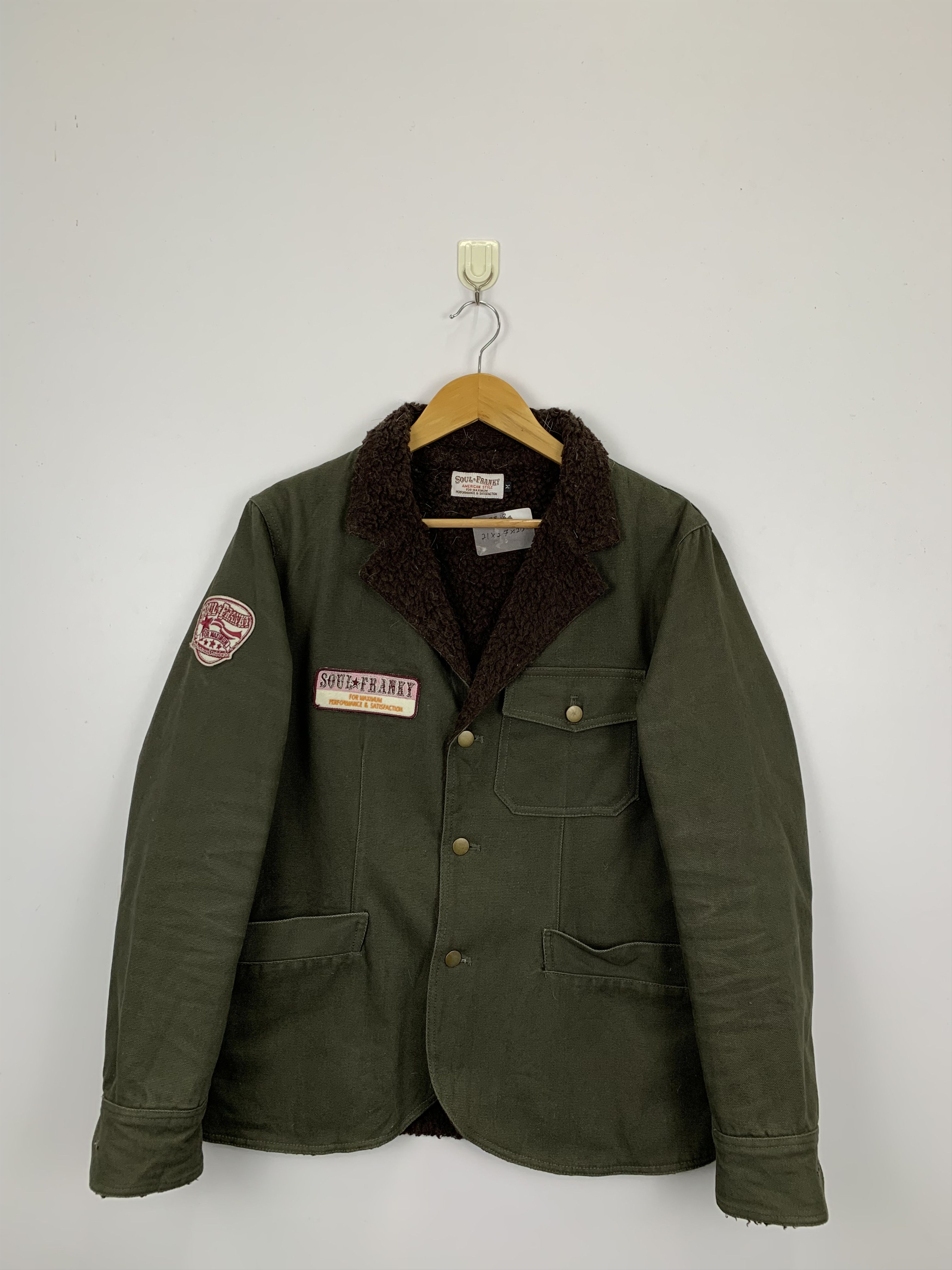 image of Vintage Soul Franky Sherpa Denim Jacket in Green, Men's (Size Medium)