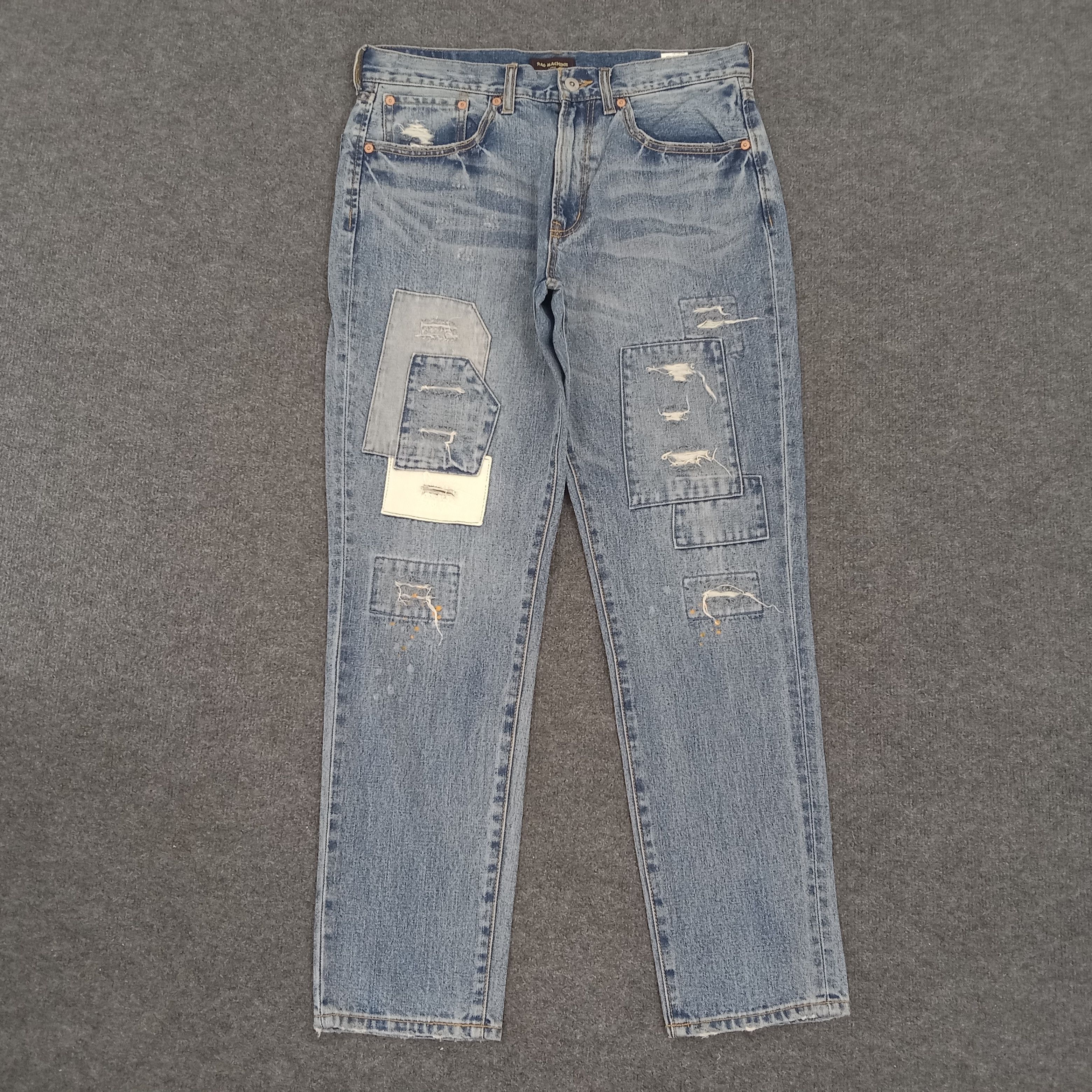 Designer × Japanese Brand × Vintage Rag Machine Patchwork Distressed Denim Jeans Size US 34 / EU 50 - 1 Thumbnail