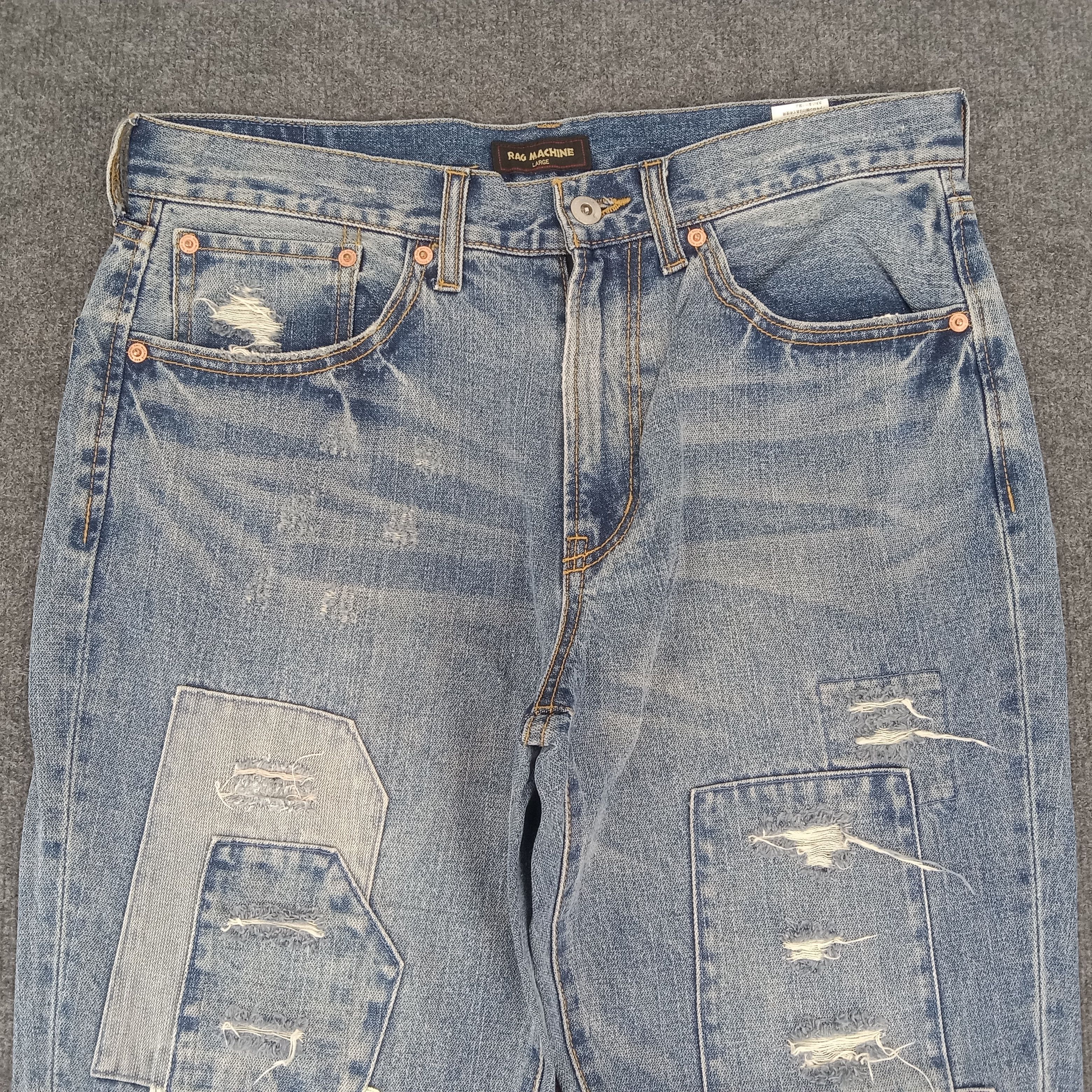 Designer × Japanese Brand × Vintage Rag Machine Patchwork Distressed Denim Jeans Size US 34 / EU 50 - 2 Thumbnail
