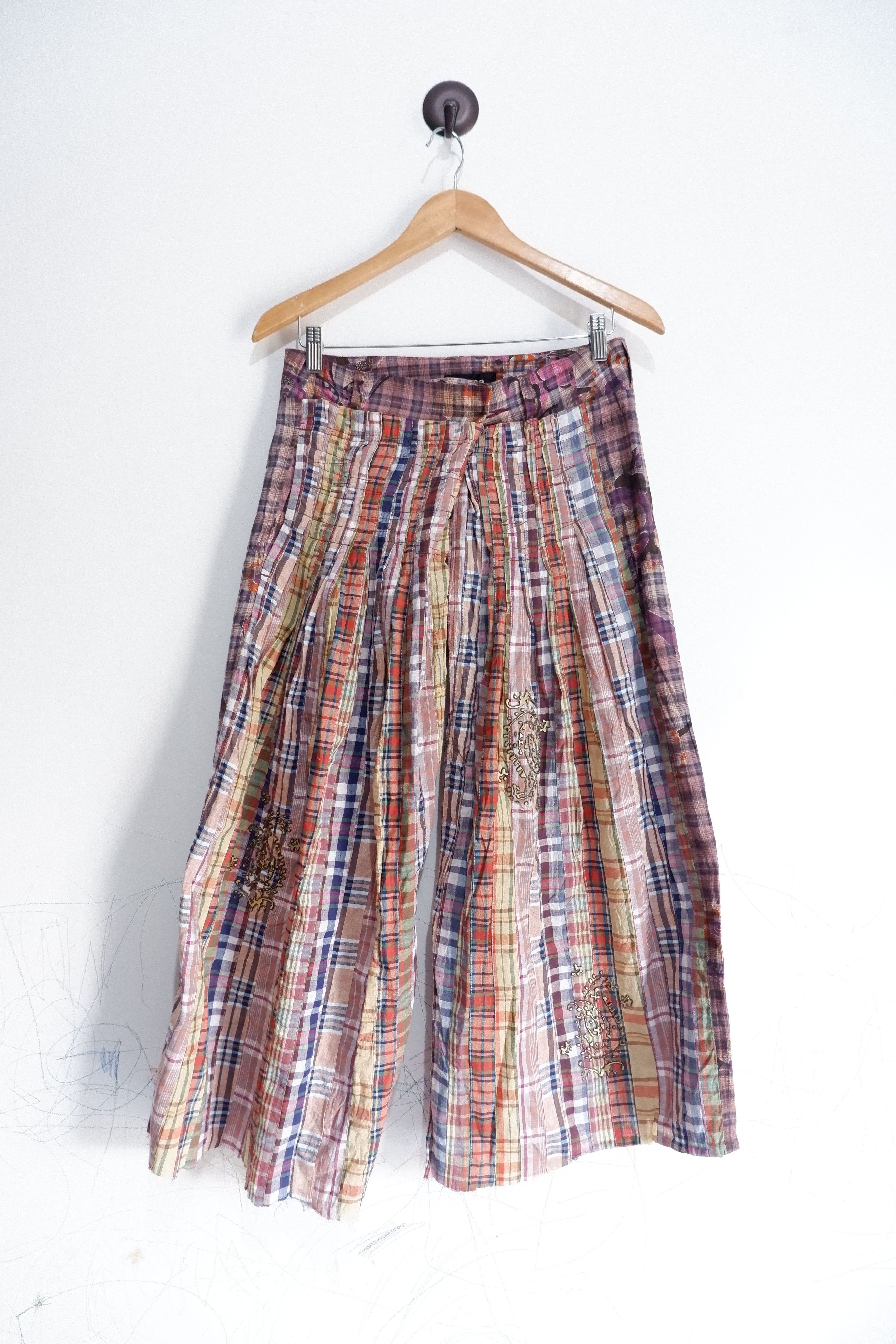image of Cabane De Zucca x Issey Miyake Vintage Zucca Cut And Sew Patchwork Culottes Pants, Women's (Size 28