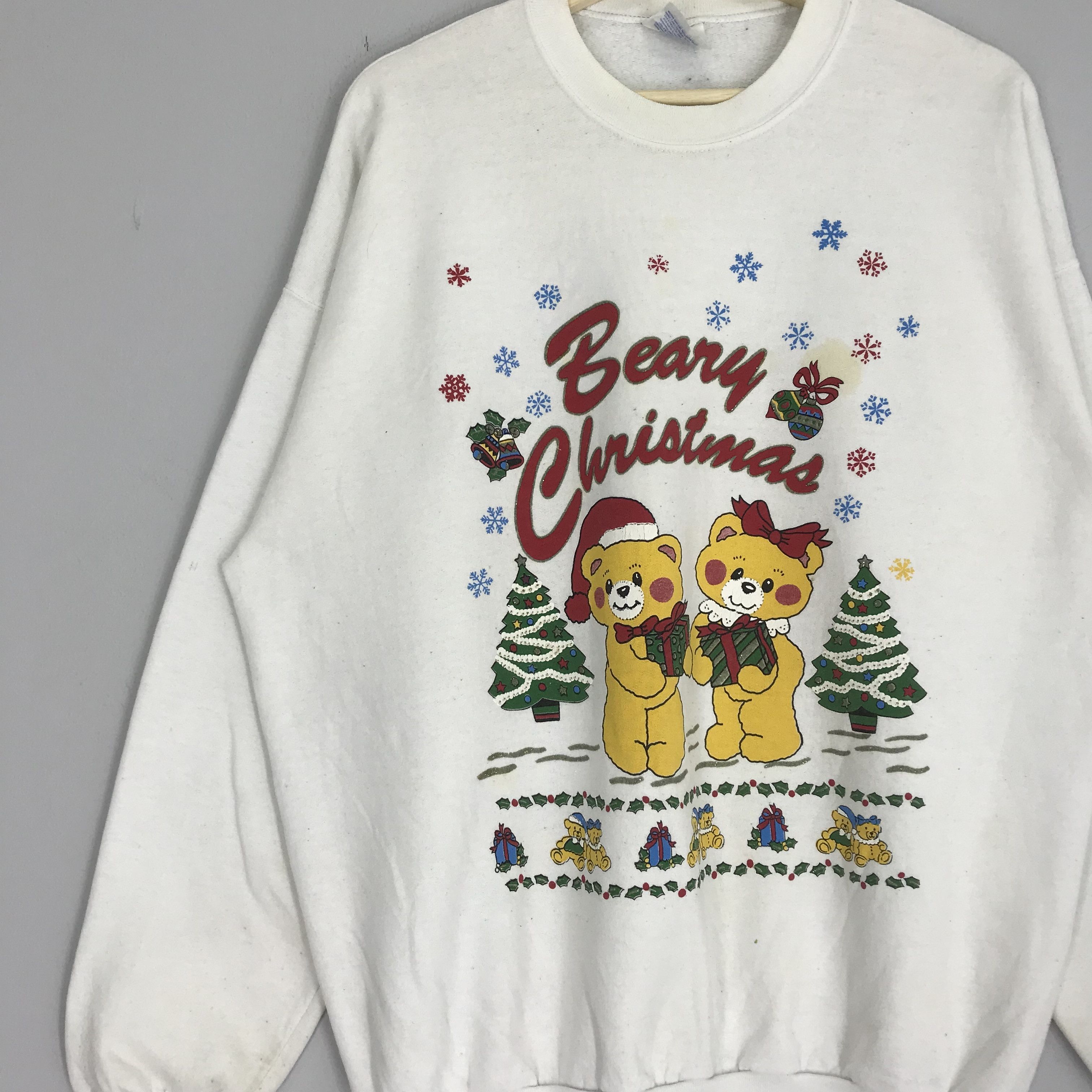 Hanes Vintage Beany Christmas Bear Graphic Sweater Christmas Size US XL / EU 56 / 4 - 3 Thumbnail