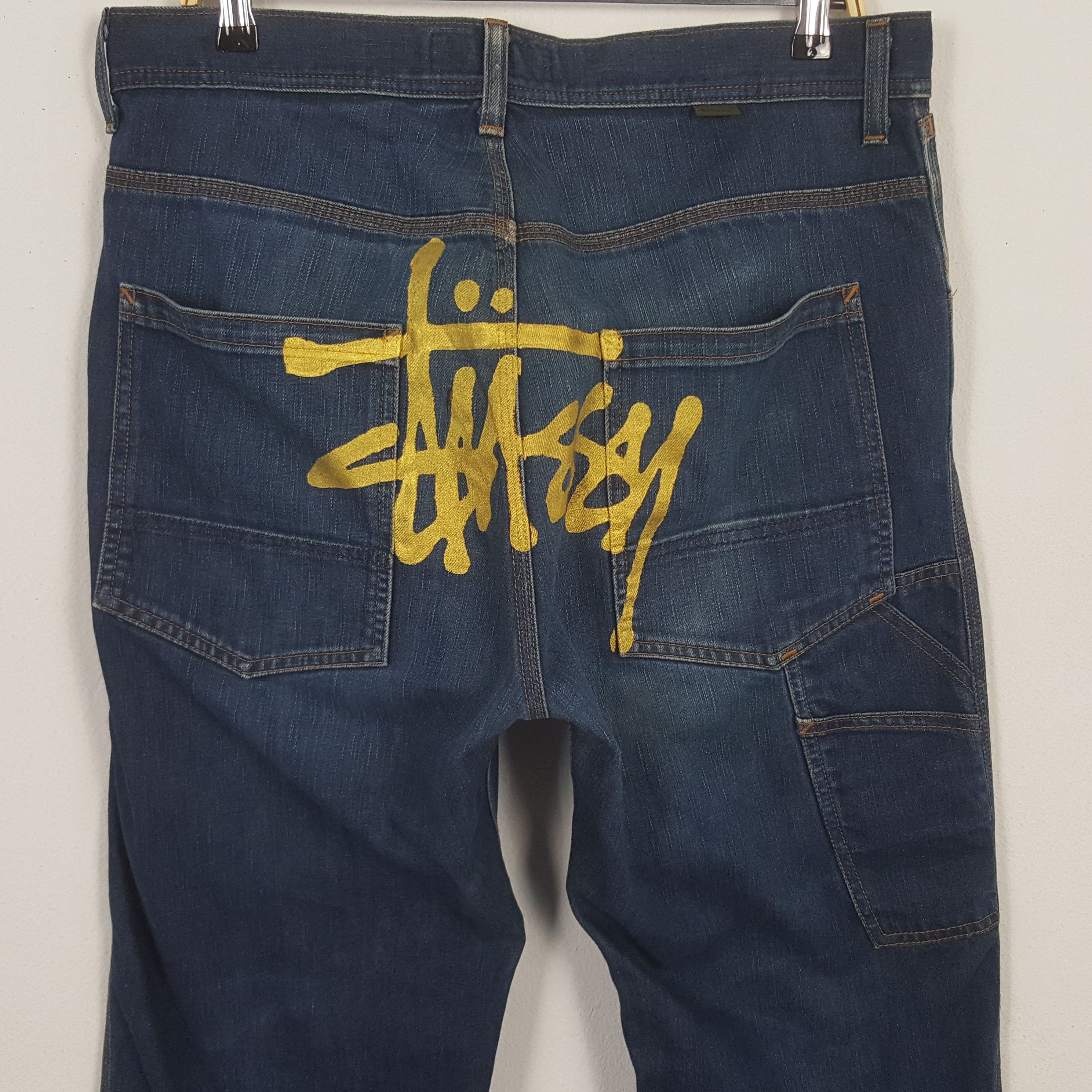 Stussy × Vintage Vintage Stussy Custom Big Art Logo Style Denim Size US 35 - 2 Thumbnail