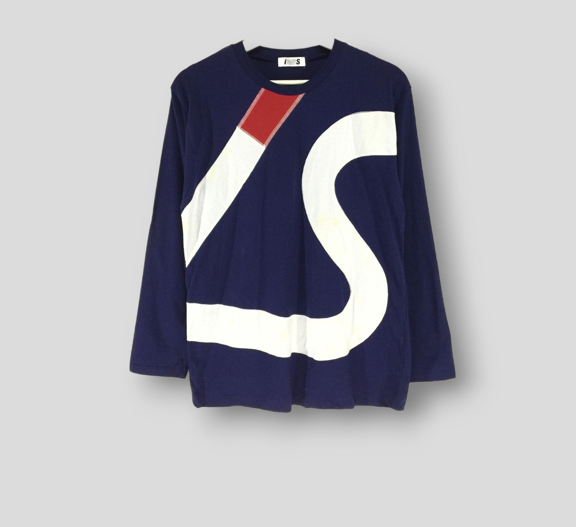 Issey Miyake I.S. tilted embroidery logo longsleeve tshirt