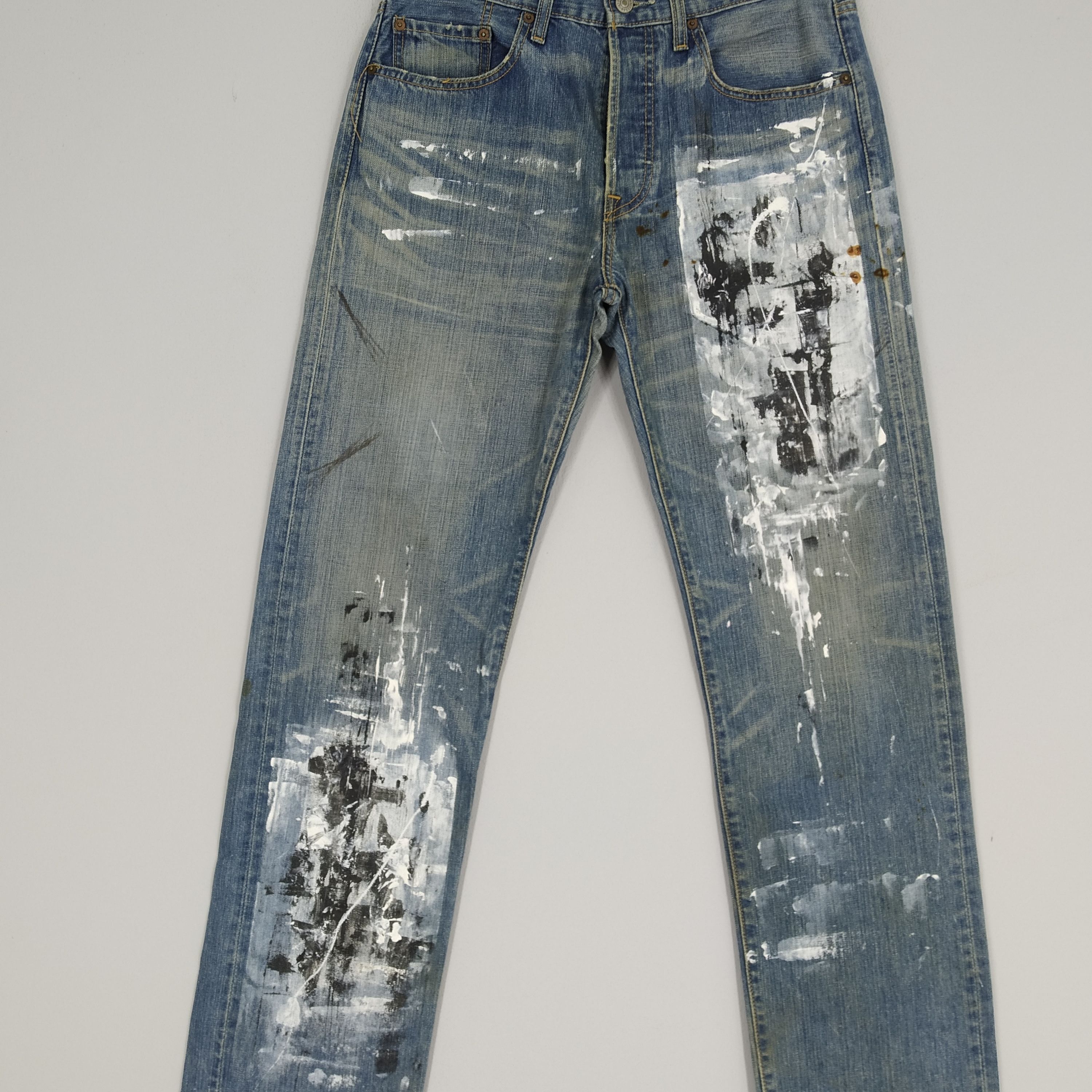 Levi's Size 33 Levi’s 501 Hand Paint Denim Jeans Stone Wash Jeans Size US 33 - 3 Thumbnail