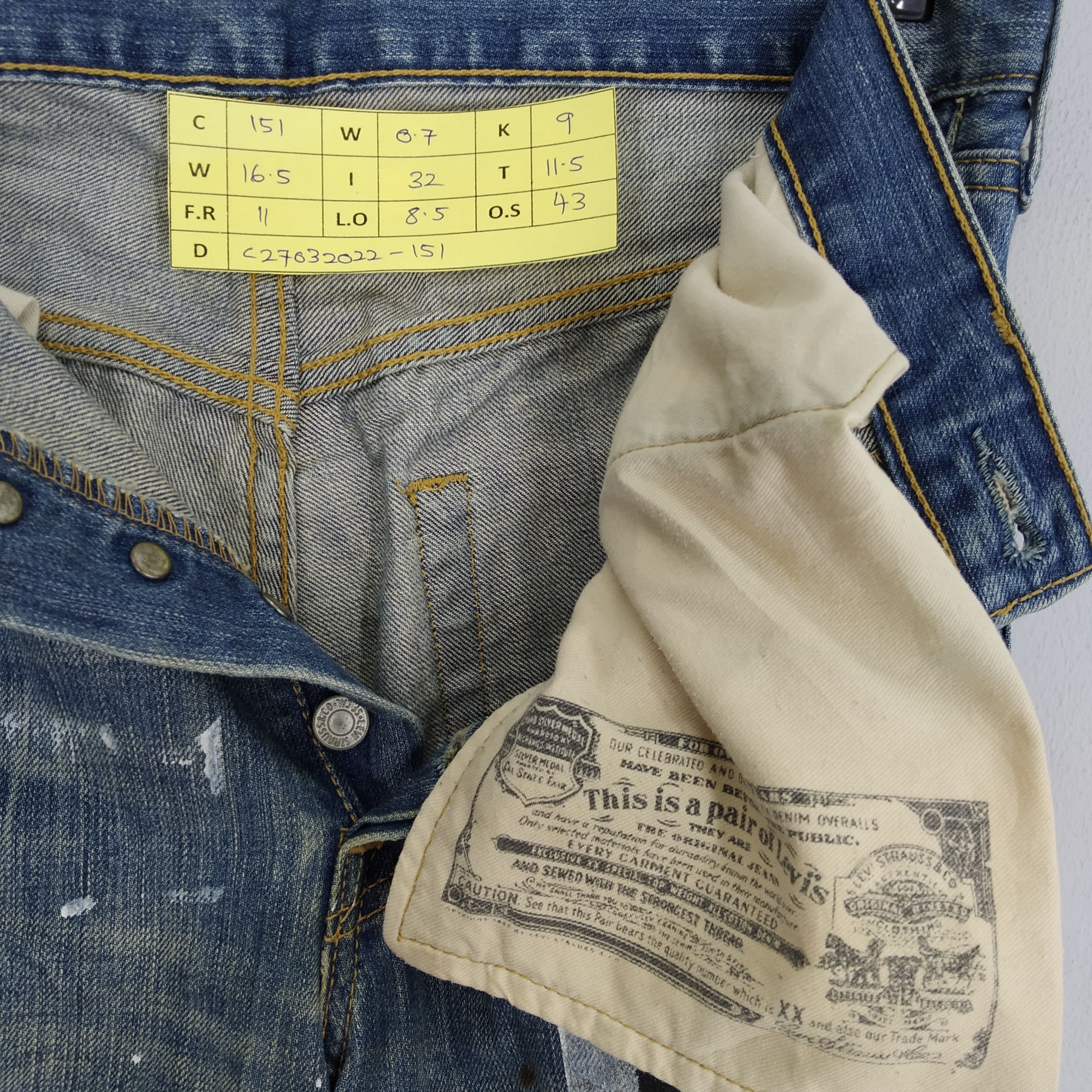 Levi's Size 33 Levi’s 501 Hand Paint Denim Jeans Stone Wash Jeans Size US 33 - 14 Thumbnail