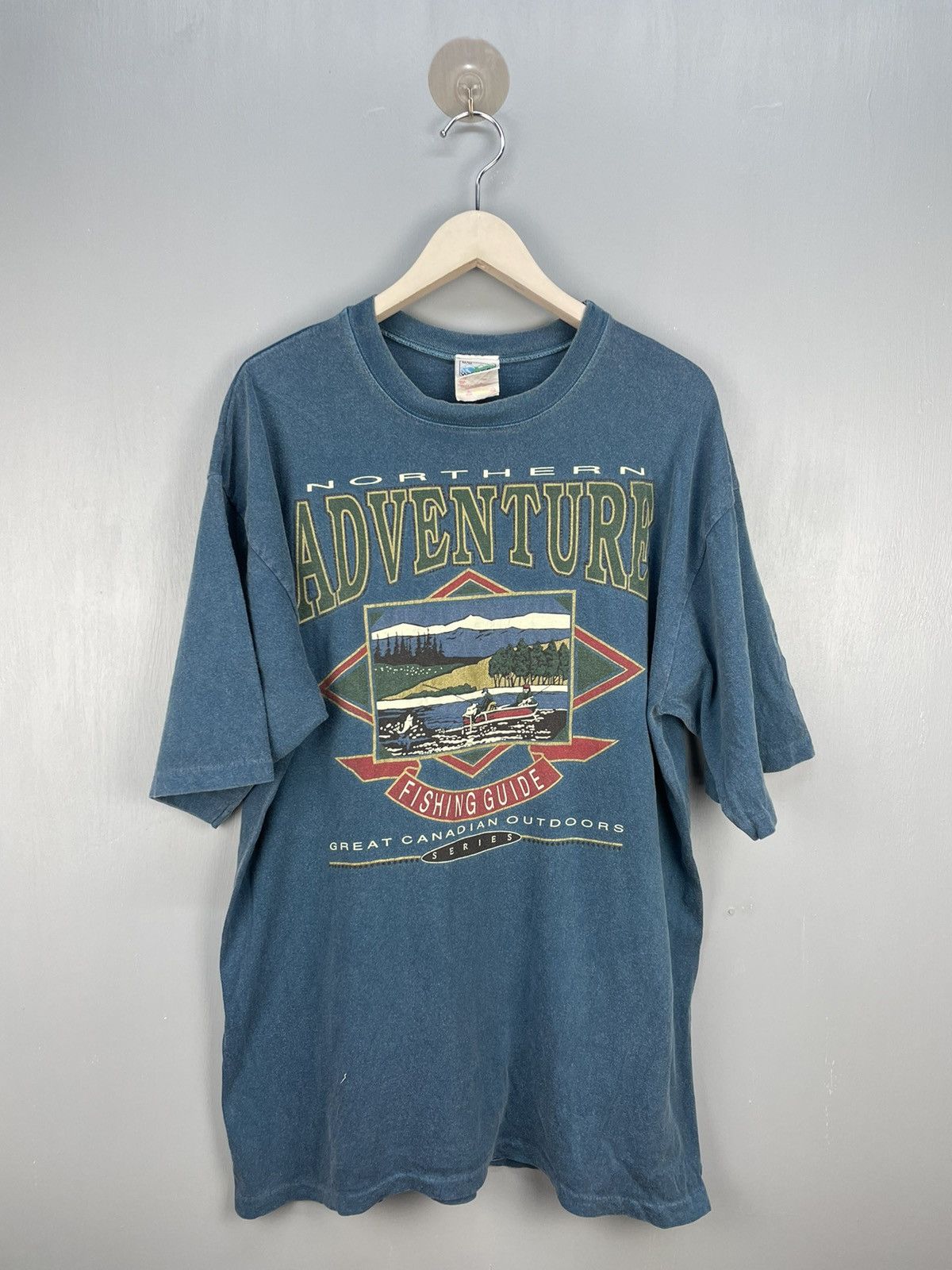Vintage Vintage 90s Fishing Outdoor photo t shirt Size US XL / EU 56 / 4 - 1 Thumbnail