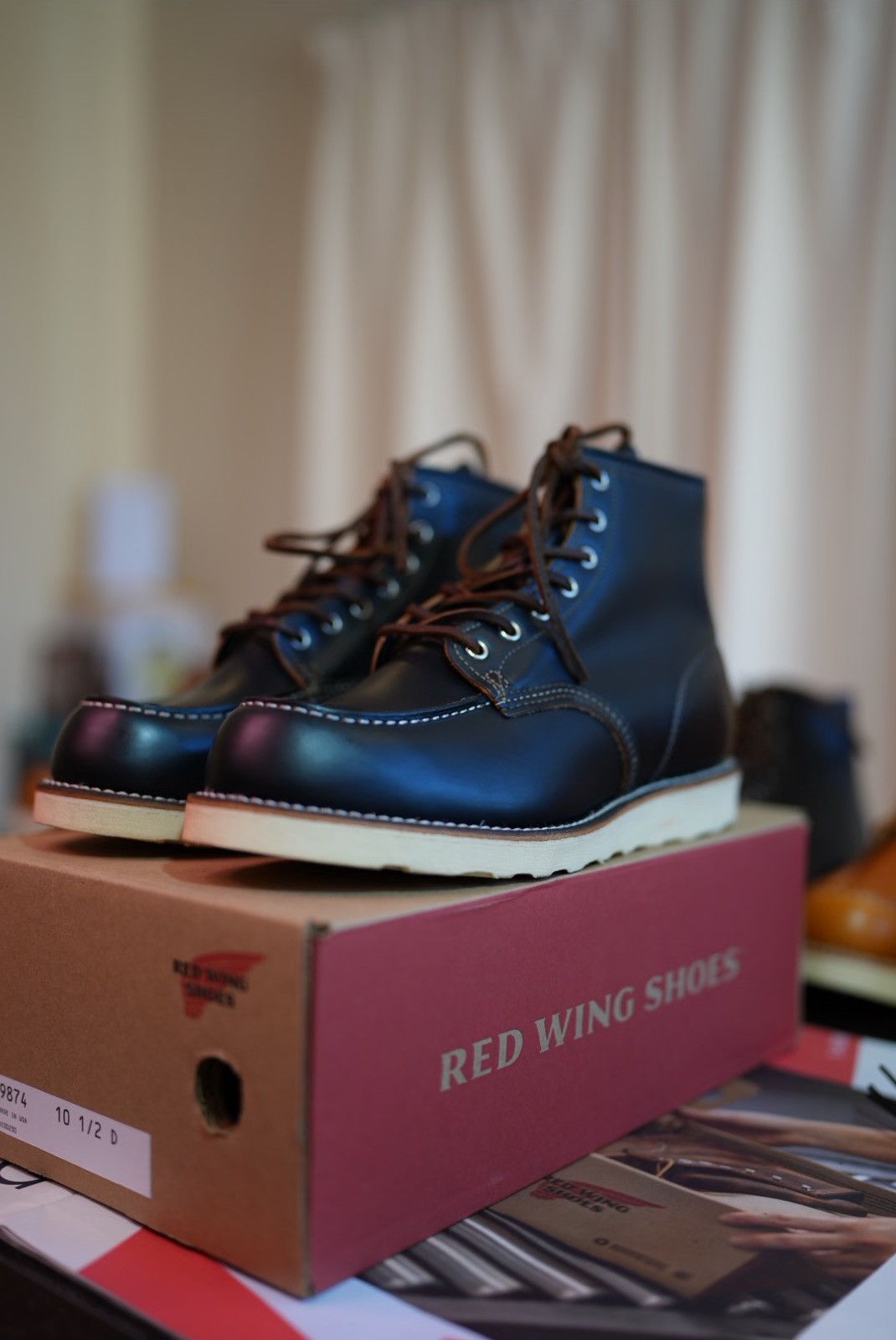 image of Red Wing 9874 Moc Toe Shoes in Black, Men's (Size 10.5)