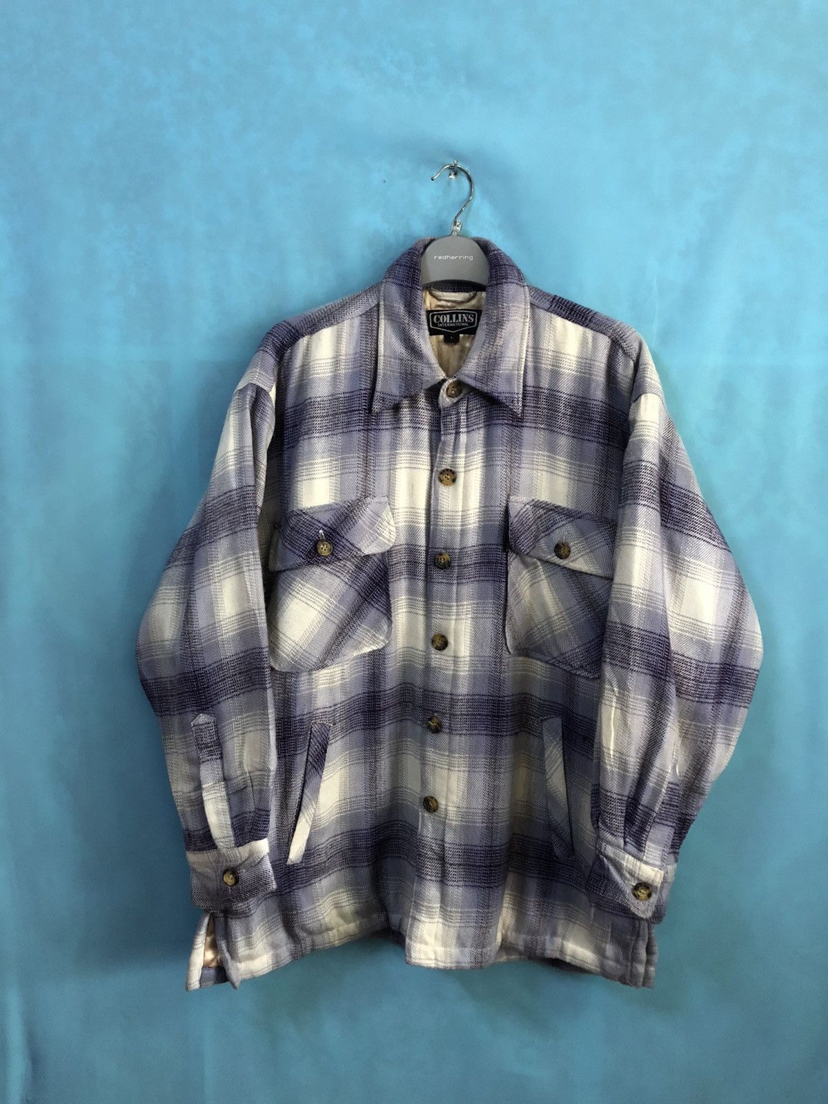 Japanese Brand 1990s collins international shadow plaid #A4 Size US L / EU 52-54 / 3 - 1 Thumbnail