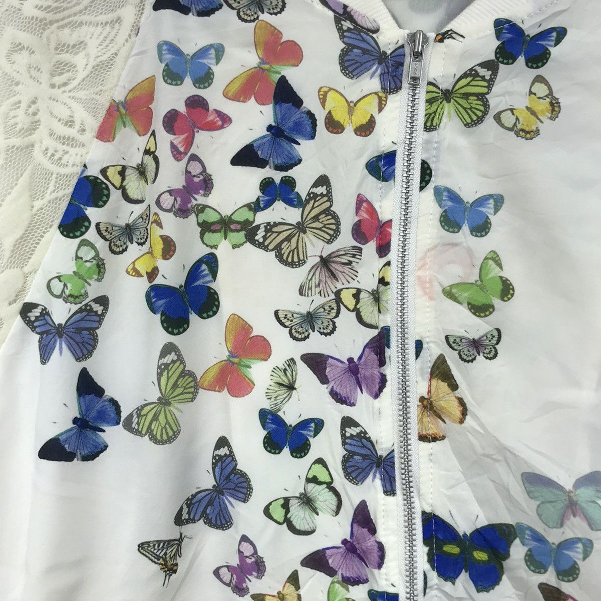 Japanese Brand SCOLAR Japanese Brand Lace Sleeve Butterflies Bomber Jacket Size US M / EU 48-50 / 2 - 3 Thumbnail