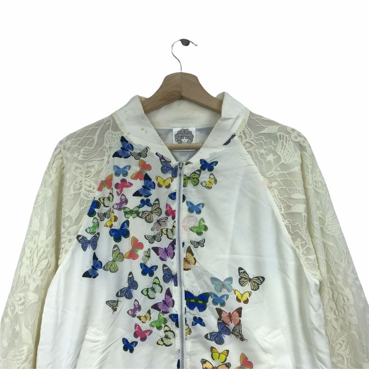 Japanese Brand SCOLAR Japanese Brand Lace Sleeve Butterflies Bomber Jacket Size US M / EU 48-50 / 2 - 2 Thumbnail