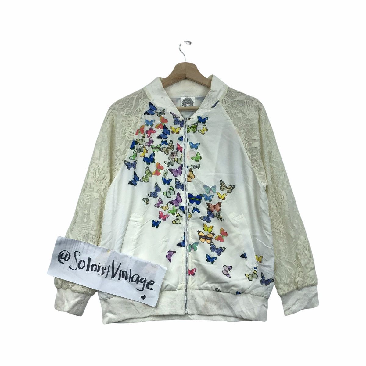 Japanese Brand SCOLAR Japanese Brand Lace Sleeve Butterflies Bomber Jacket Size US M / EU 48-50 / 2 - 1 Thumbnail