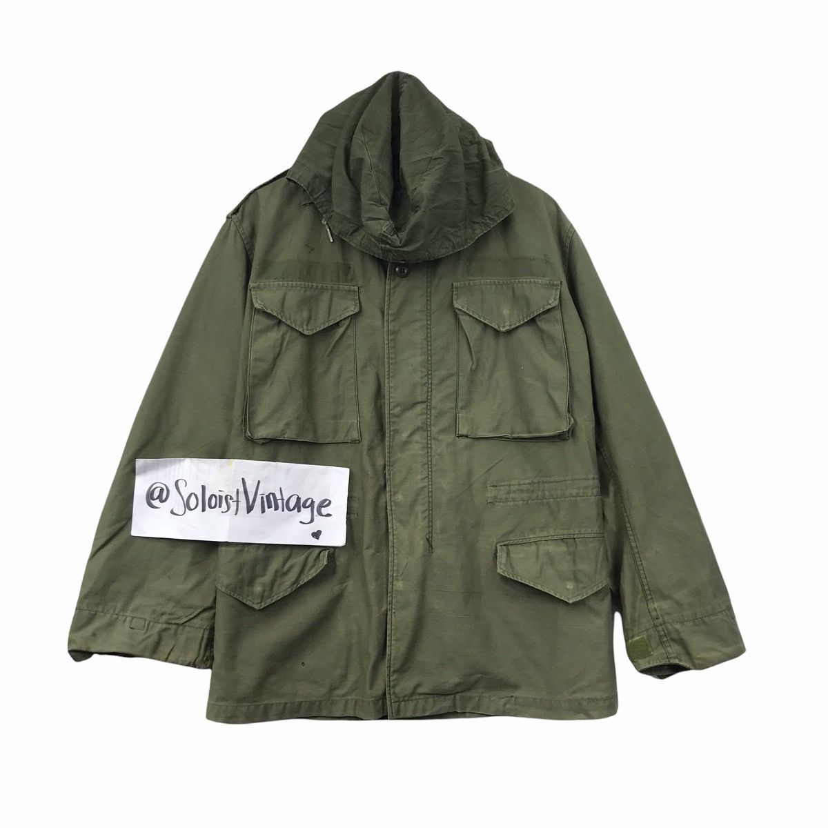 Vintage Vintage 80s Green Parka Army Soldier Hoodie Utility Jacket Size US L / EU 52-54 / 3 - 1 Thumbnail
