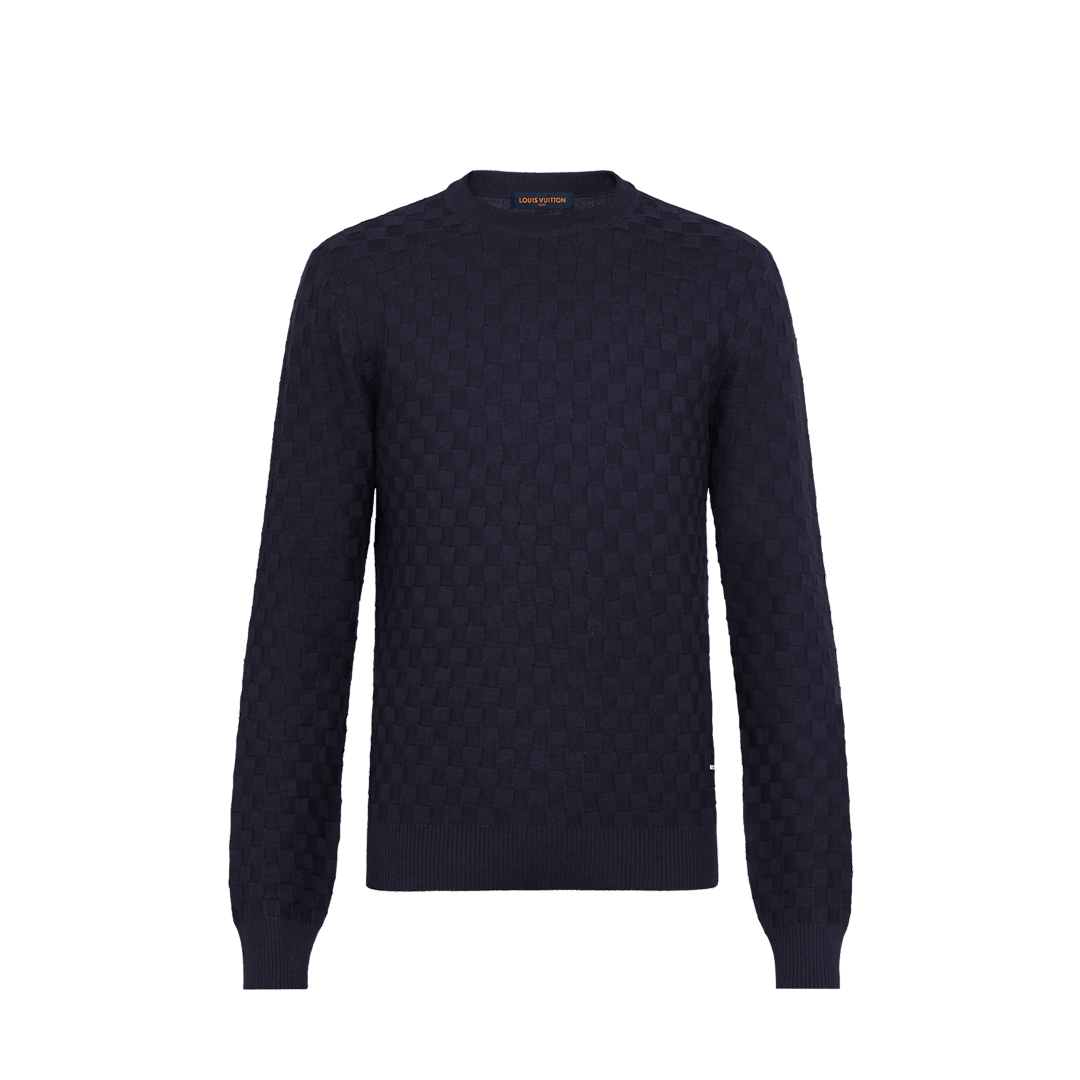 Damier Wool Long-Sleeved Crewneck