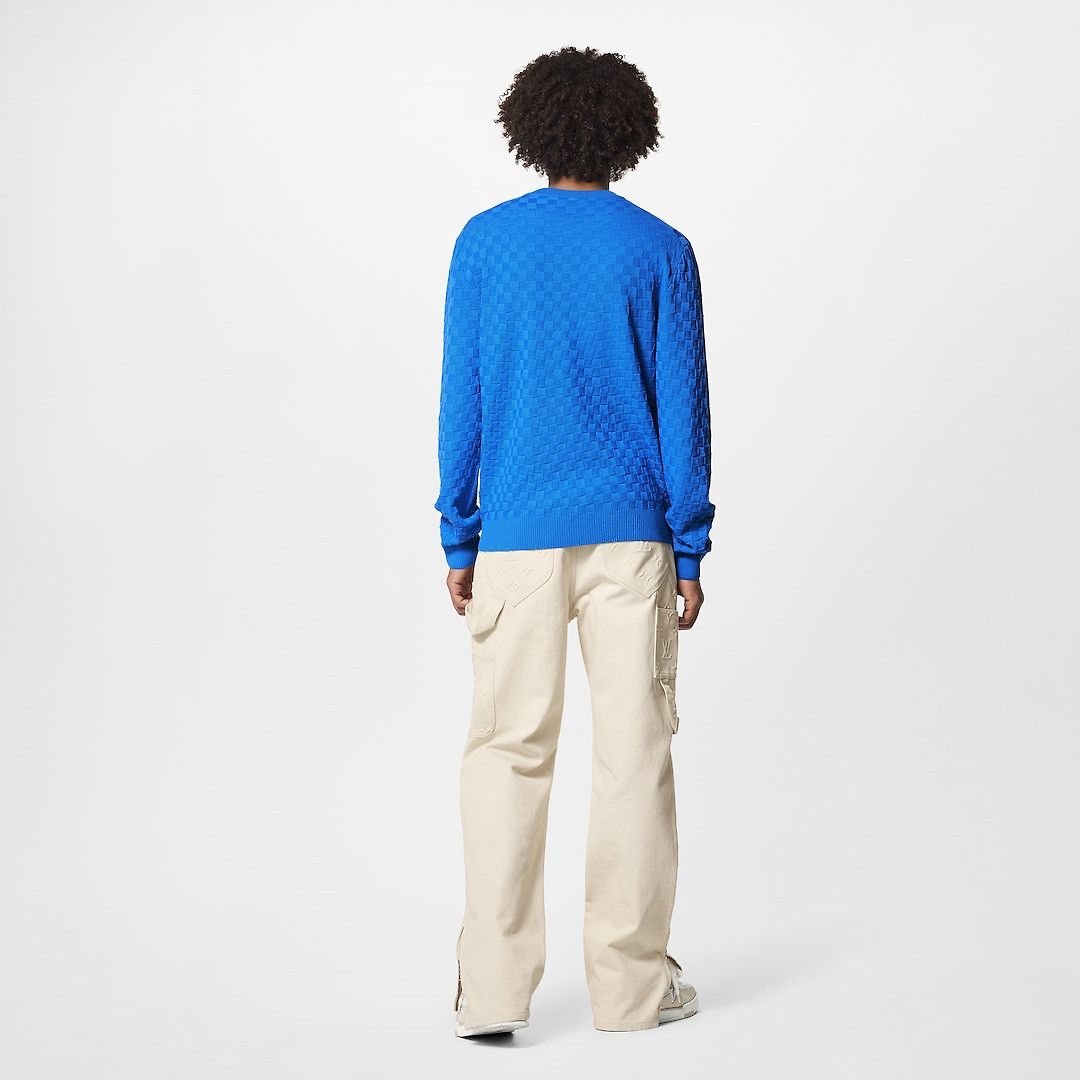 Damier Wool Long-Sleeved Crewneck