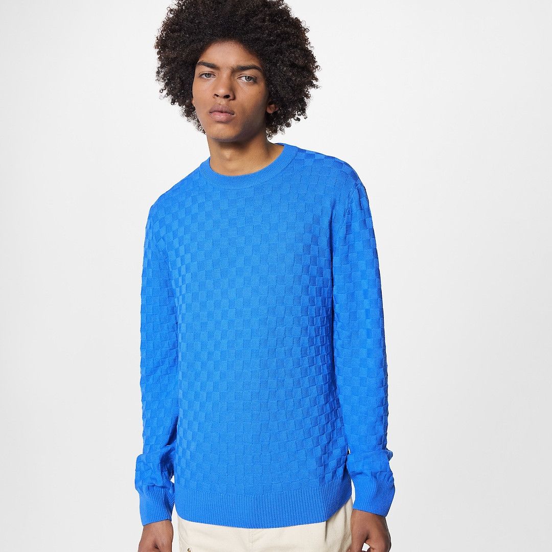 Damier Wool Long-Sleeved Crewneck