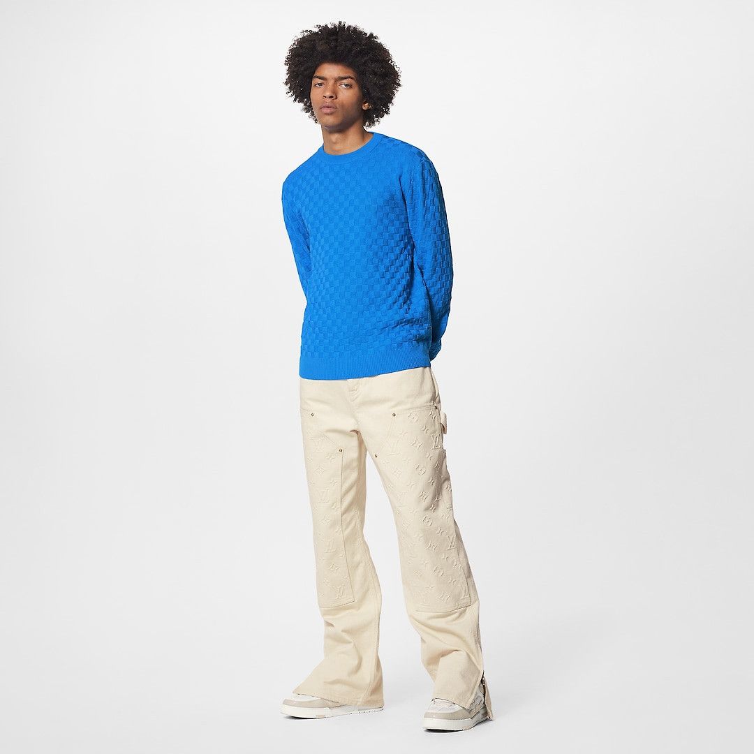 Damier Wool Long-Sleeved Crewneck