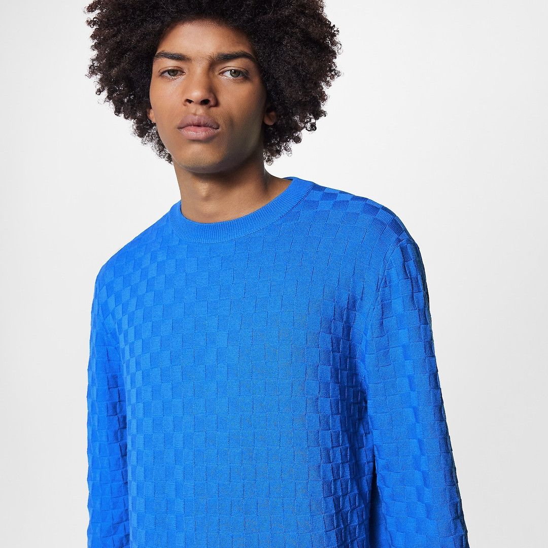 Damier Wool Long-Sleeved Crewneck