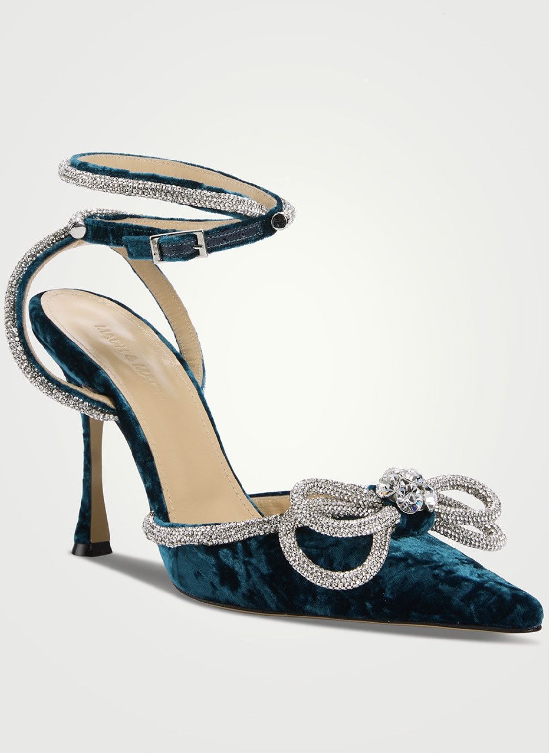 💥$1.6K VALUE💥 Double Bow Crystal-Embellished Velvet Pumps