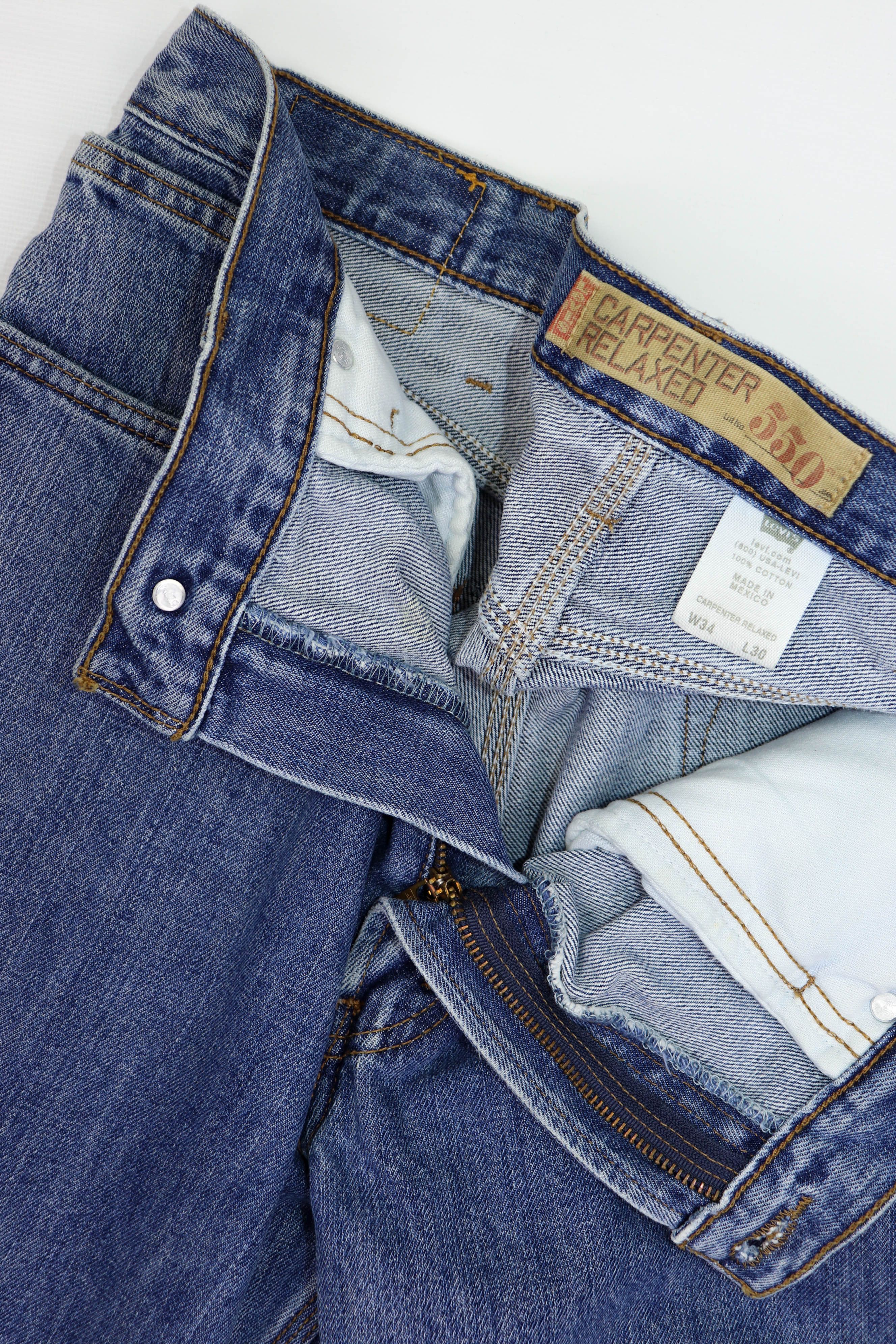 Levi's Levi's 550 Vintage Blue Washed Denim Relaxed Carpenter Jeans Size US 34 / EU 50 - 12 Thumbnail