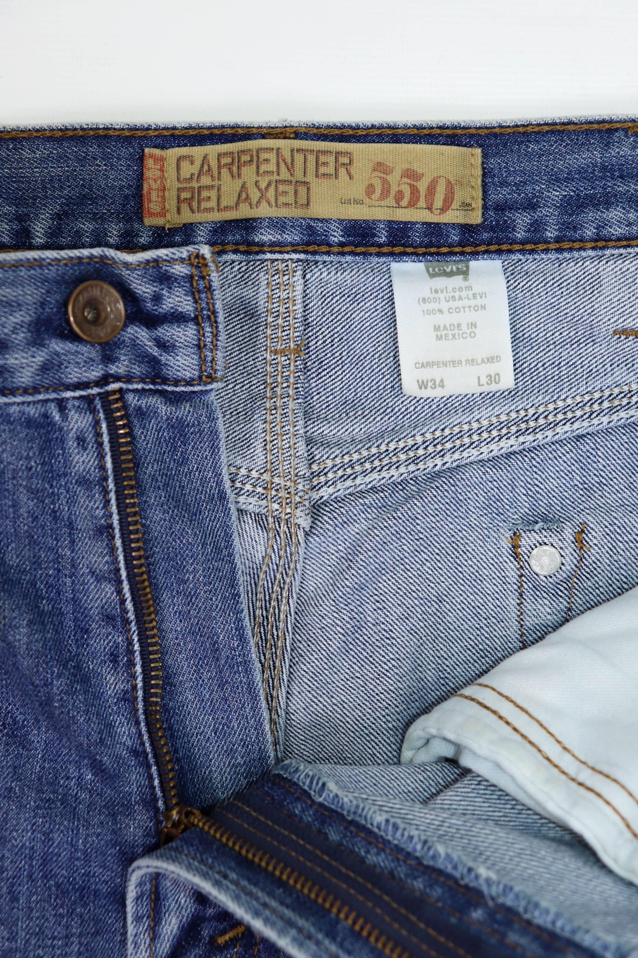 Levi's Levi's 550 Vintage Blue Washed Denim Relaxed Carpenter Jeans Size US 34 / EU 50 - 13 Thumbnail