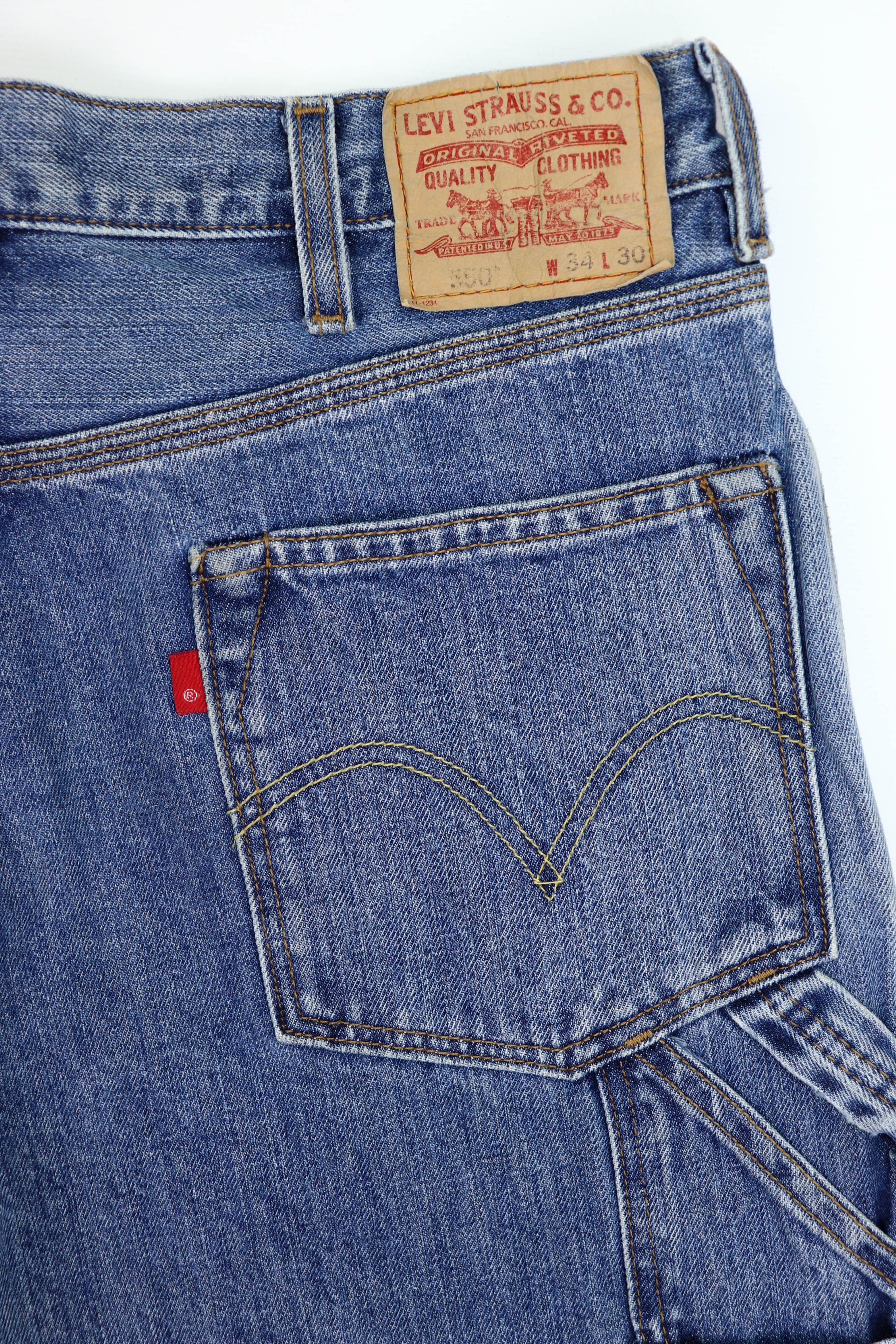 Levi's Levi's 550 Vintage Blue Washed Denim Relaxed Carpenter Jeans Size US 34 / EU 50 - 9 Thumbnail