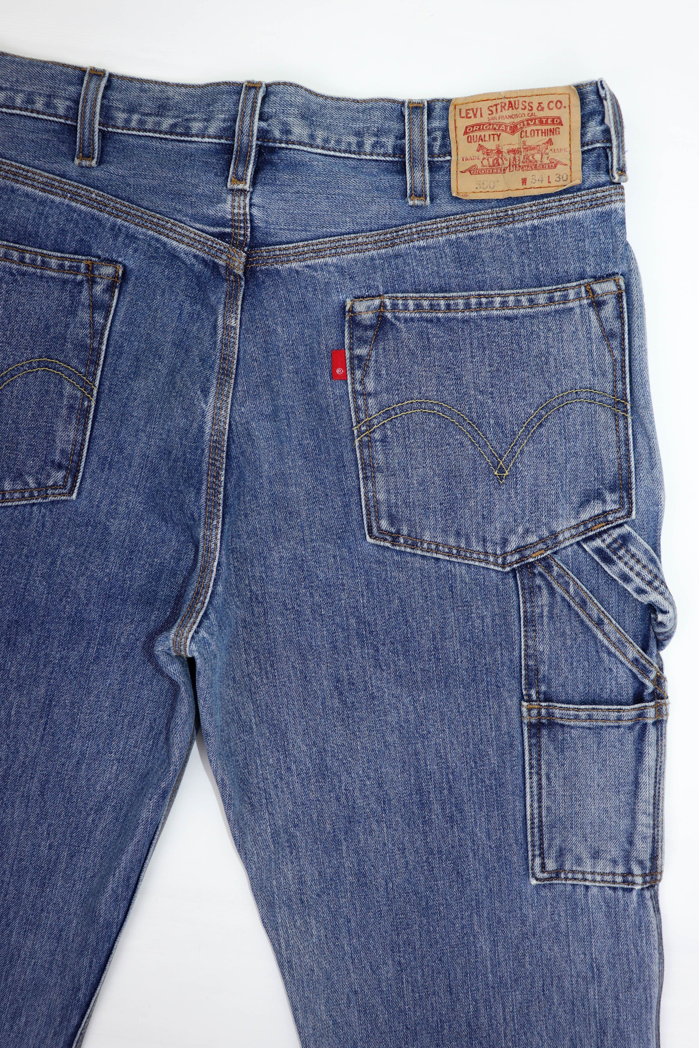 Levi's Levi's 550 Vintage Blue Washed Denim Relaxed Carpenter Jeans Size US 34 / EU 50 - 8 Thumbnail