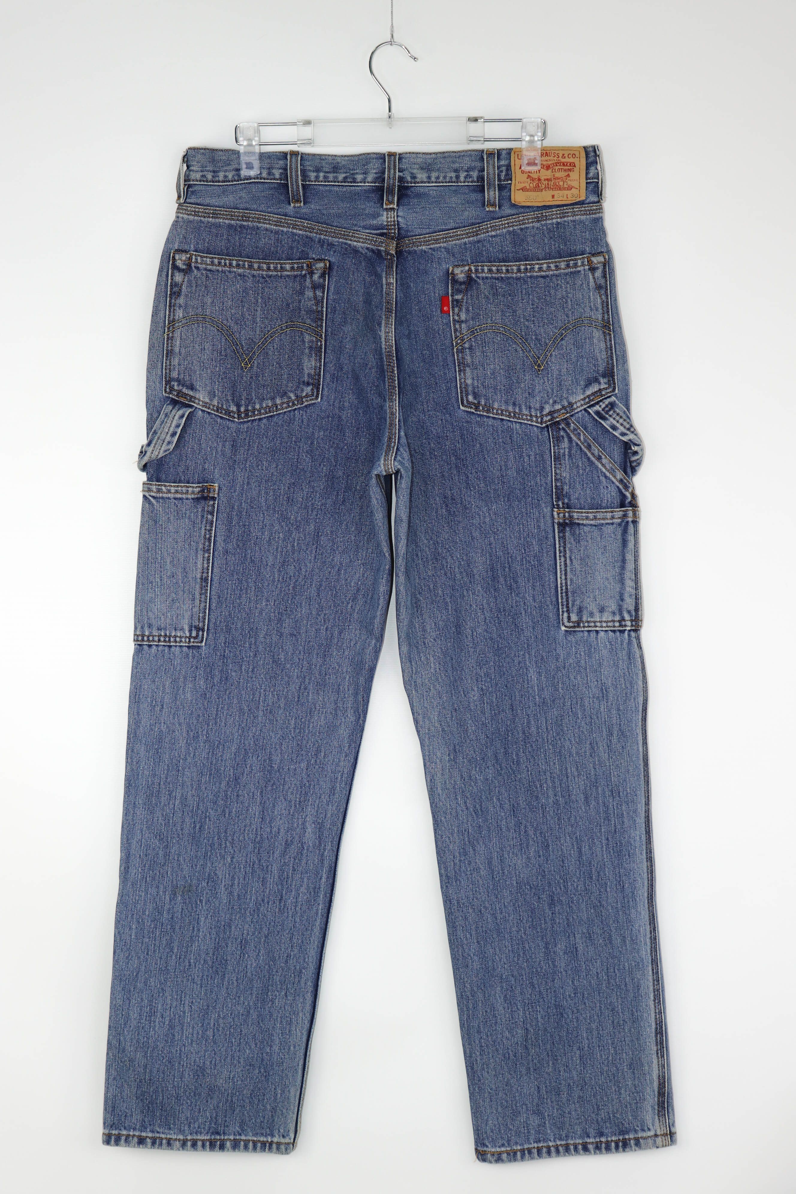 Levi's Levi's 550 Vintage Blue Washed Denim Relaxed Carpenter Jeans Size US 34 / EU 50 - 1 Thumbnail
