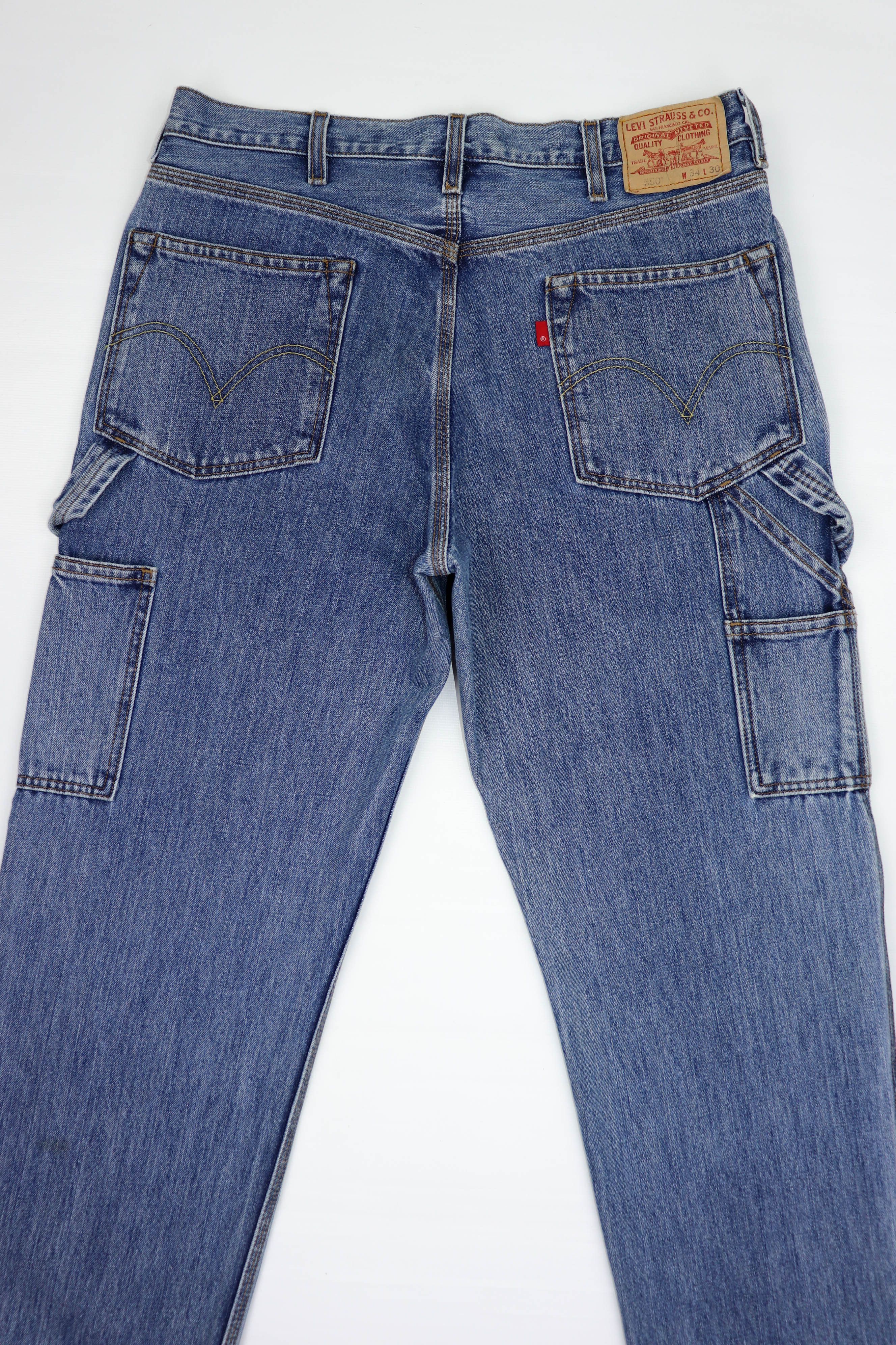 Levi's Levi's 550 Vintage Blue Washed Denim Relaxed Carpenter Jeans Size US 34 / EU 50 - 5 Thumbnail