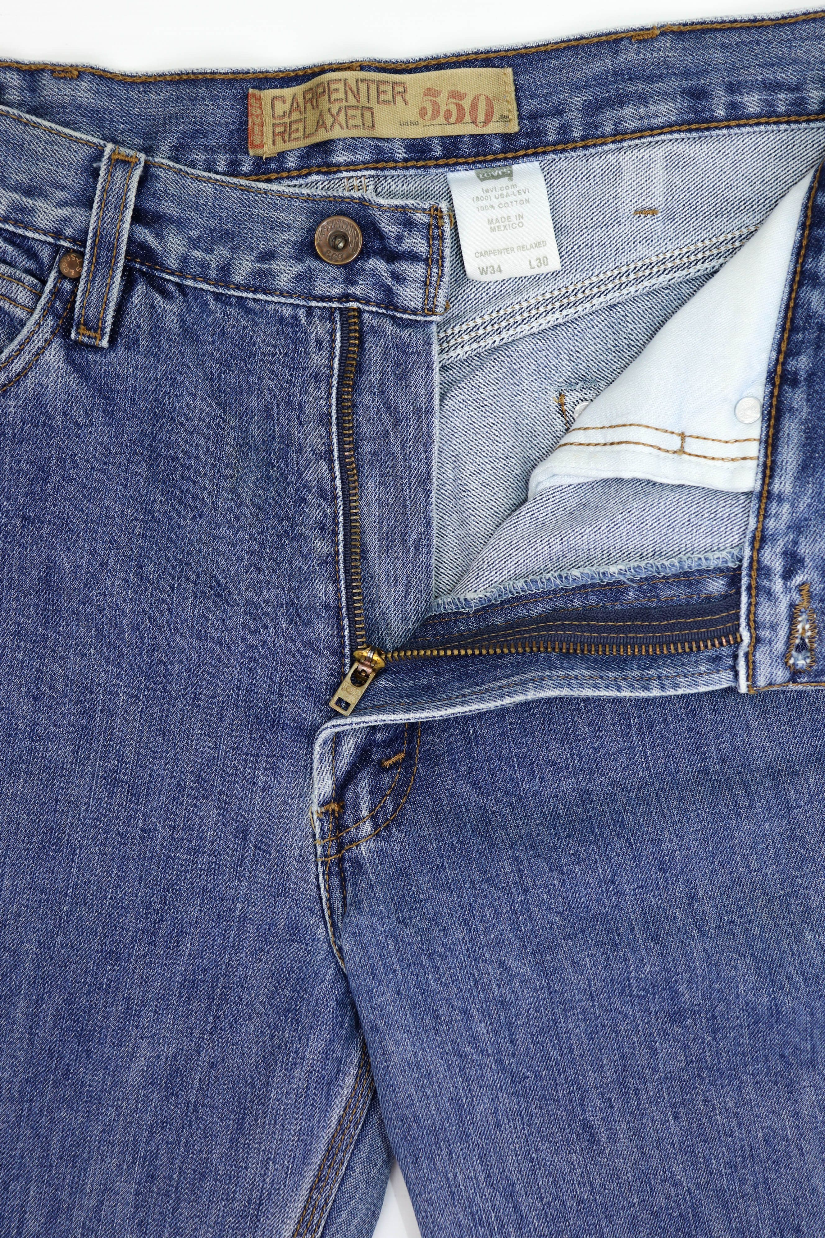 Levi's Levi's 550 Vintage Blue Washed Denim Relaxed Carpenter Jeans Size US 34 / EU 50 - 11 Thumbnail