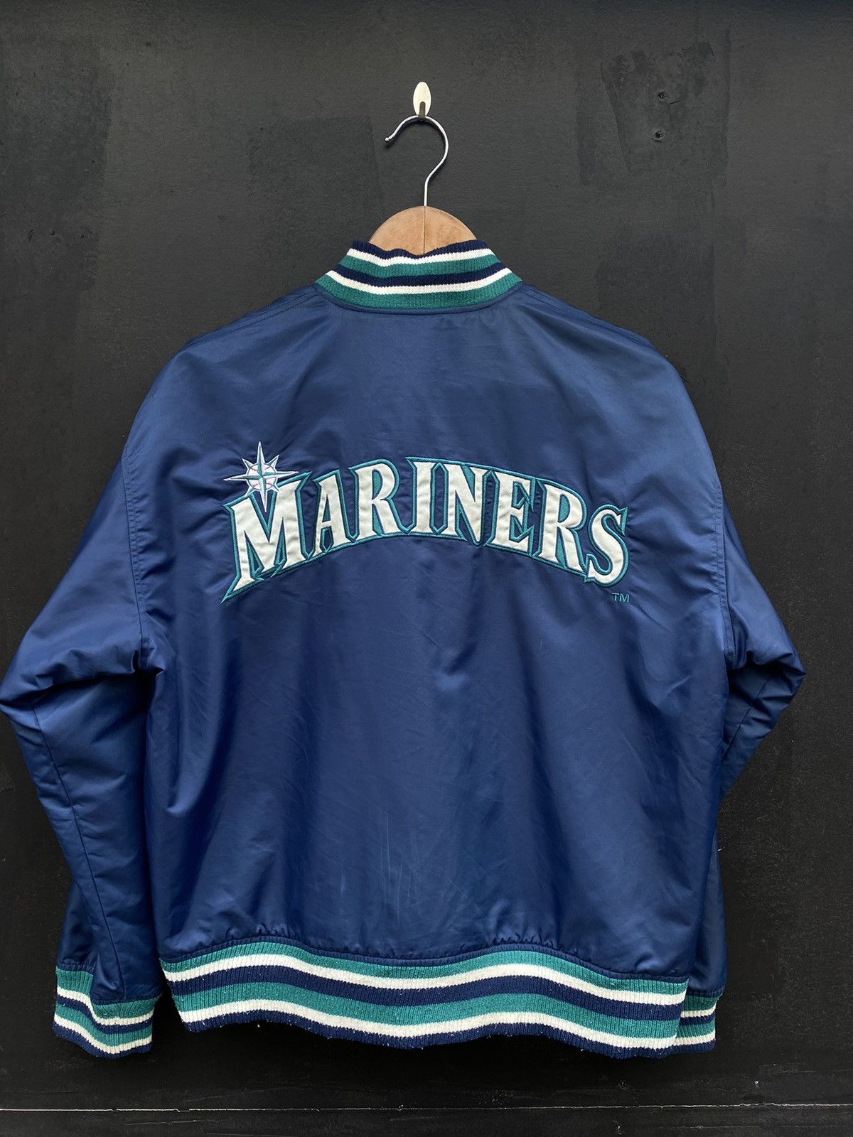 image of Diamond x Mlb Cyber Weekvintage 90's Seattle Mariners Mlb Starter Varsity in Blue (Size Medium)