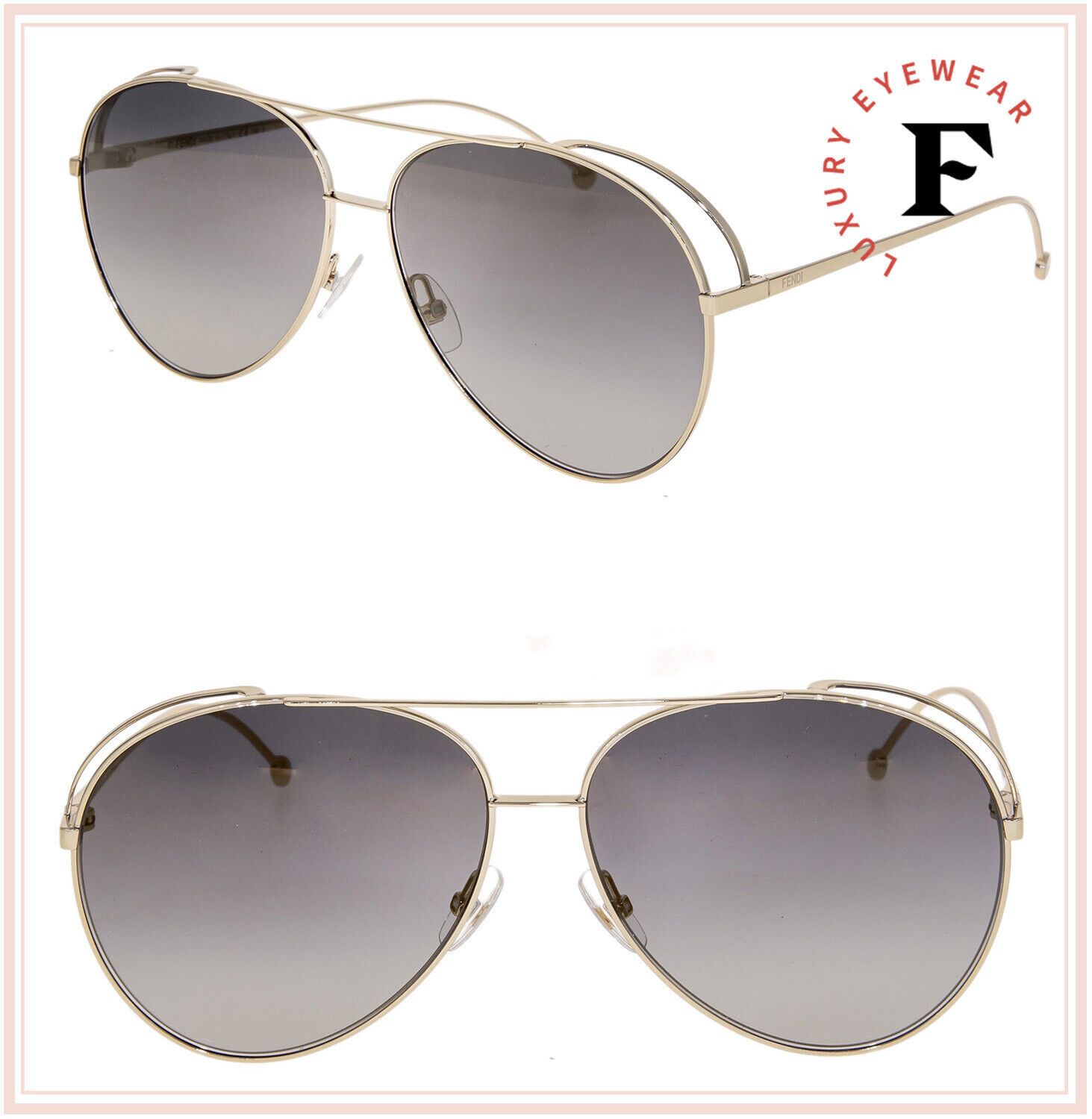 FENDI RUN AWAY 0286 Gold Mirrored Aviator Sunglasses FF0286
