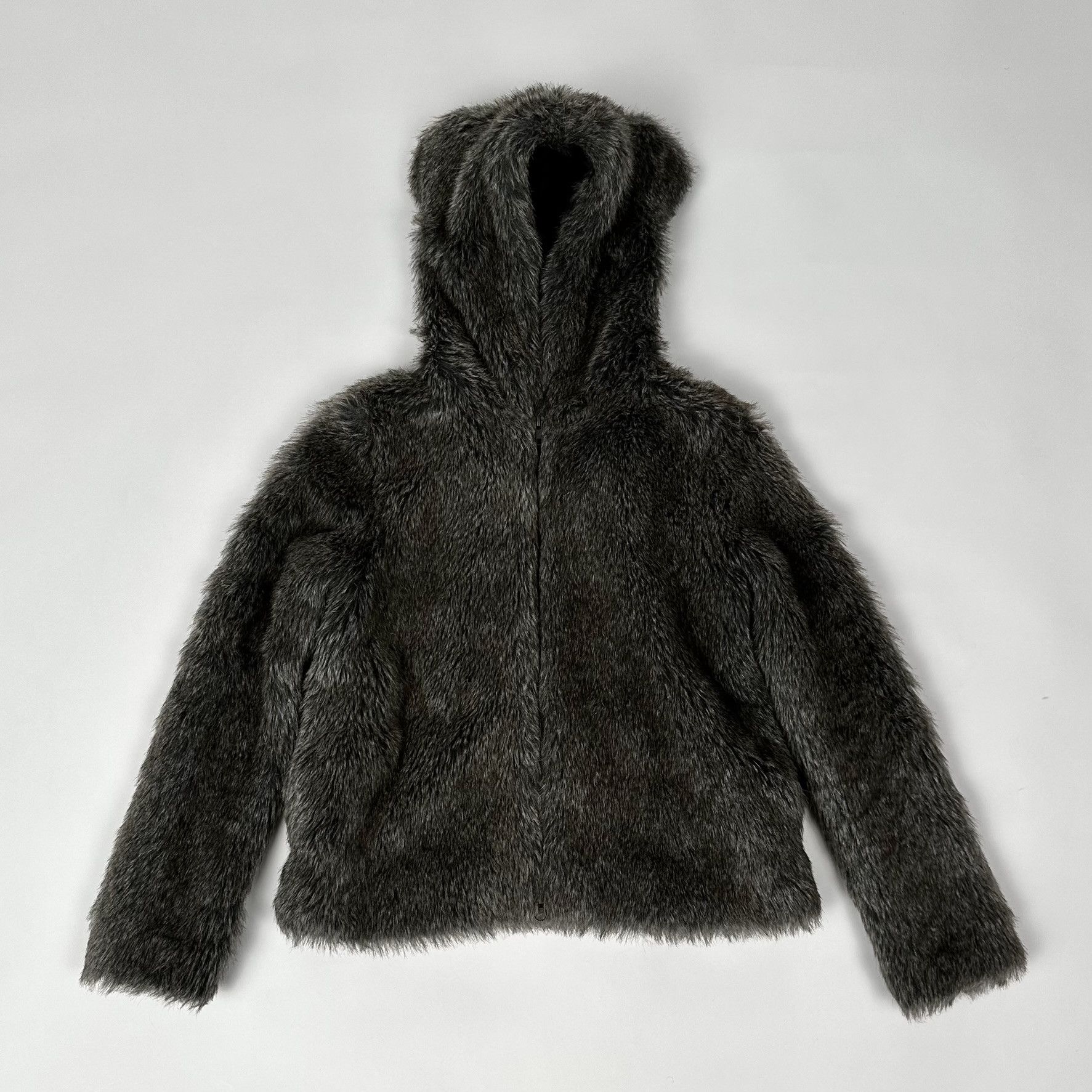 image of Issey Miyake x Ne Net Nè-Net Faux Fur Bear Hoodie in Grey, Men's (Size Medium)