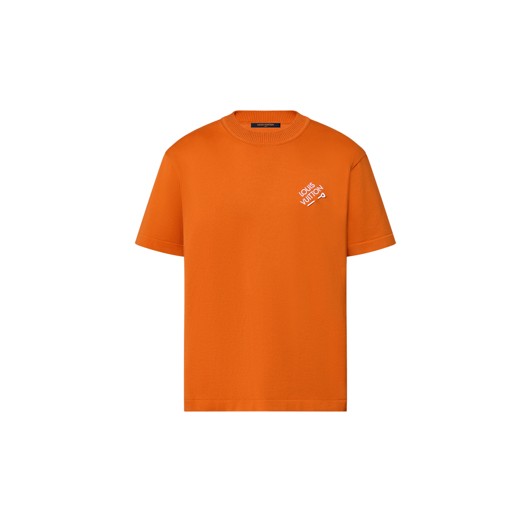 Embroidered Signature Short-Sleeved Cotton Crewneck