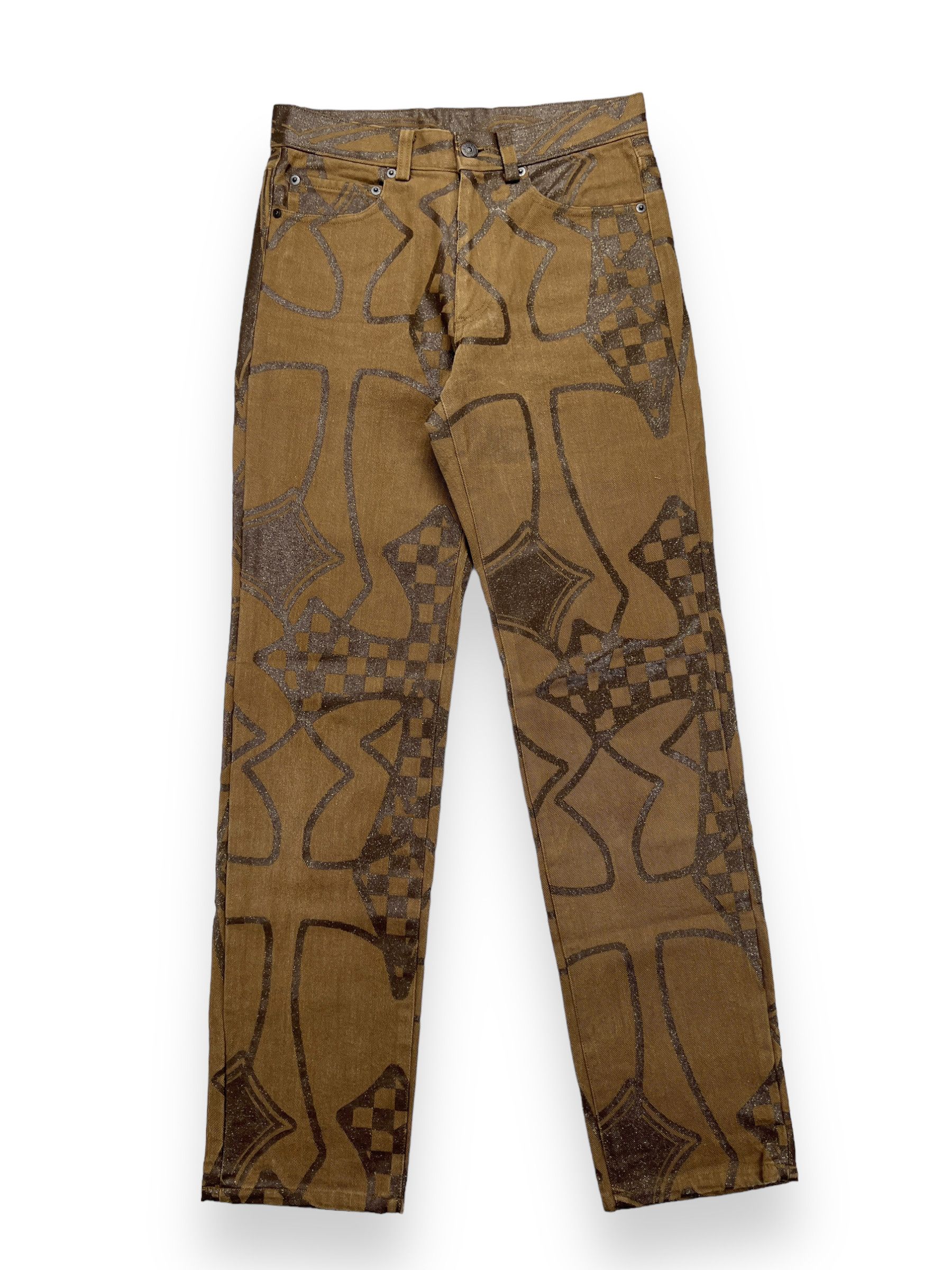 image of Ficce Yoshiyuki Konishi Cross Pattern Pants in Brown, Men's (Size 28)