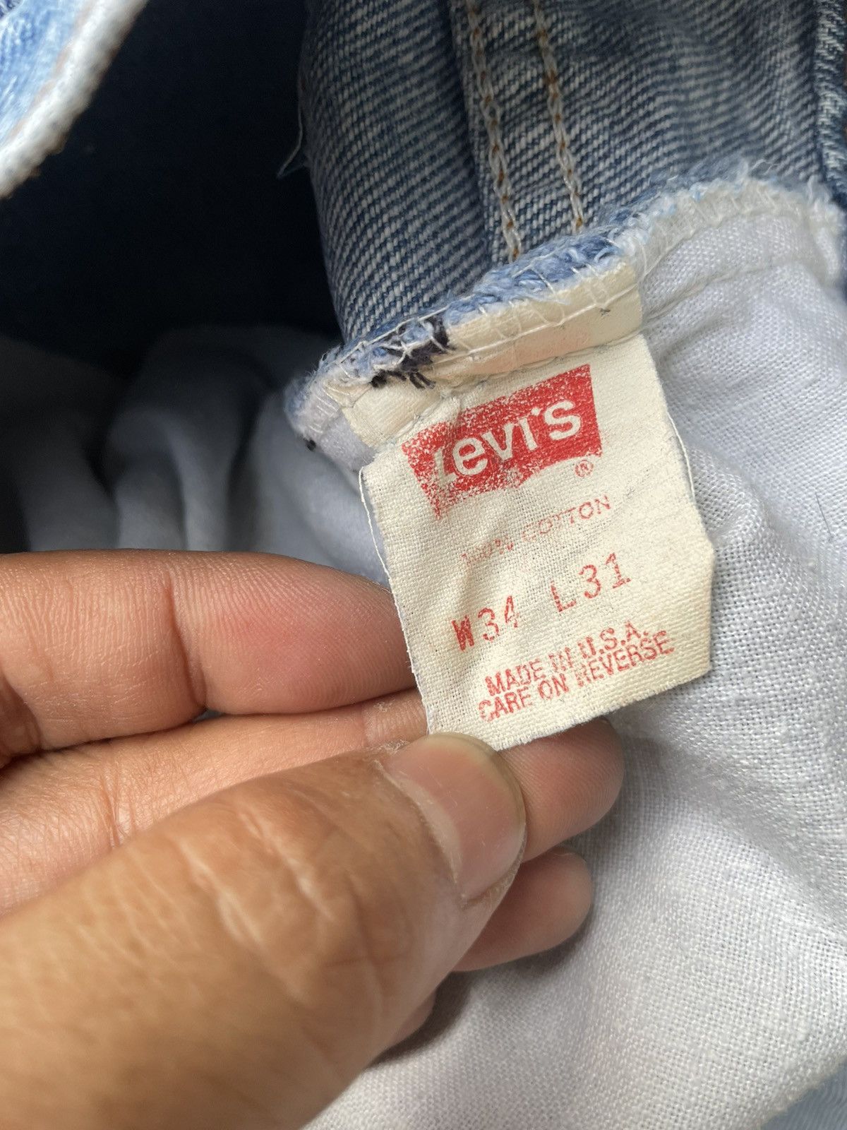 Levi's Levis 505 e Orange Tag Vintage 1991 Usa Aging Distressed Size US 33 - 16 Thumbnail