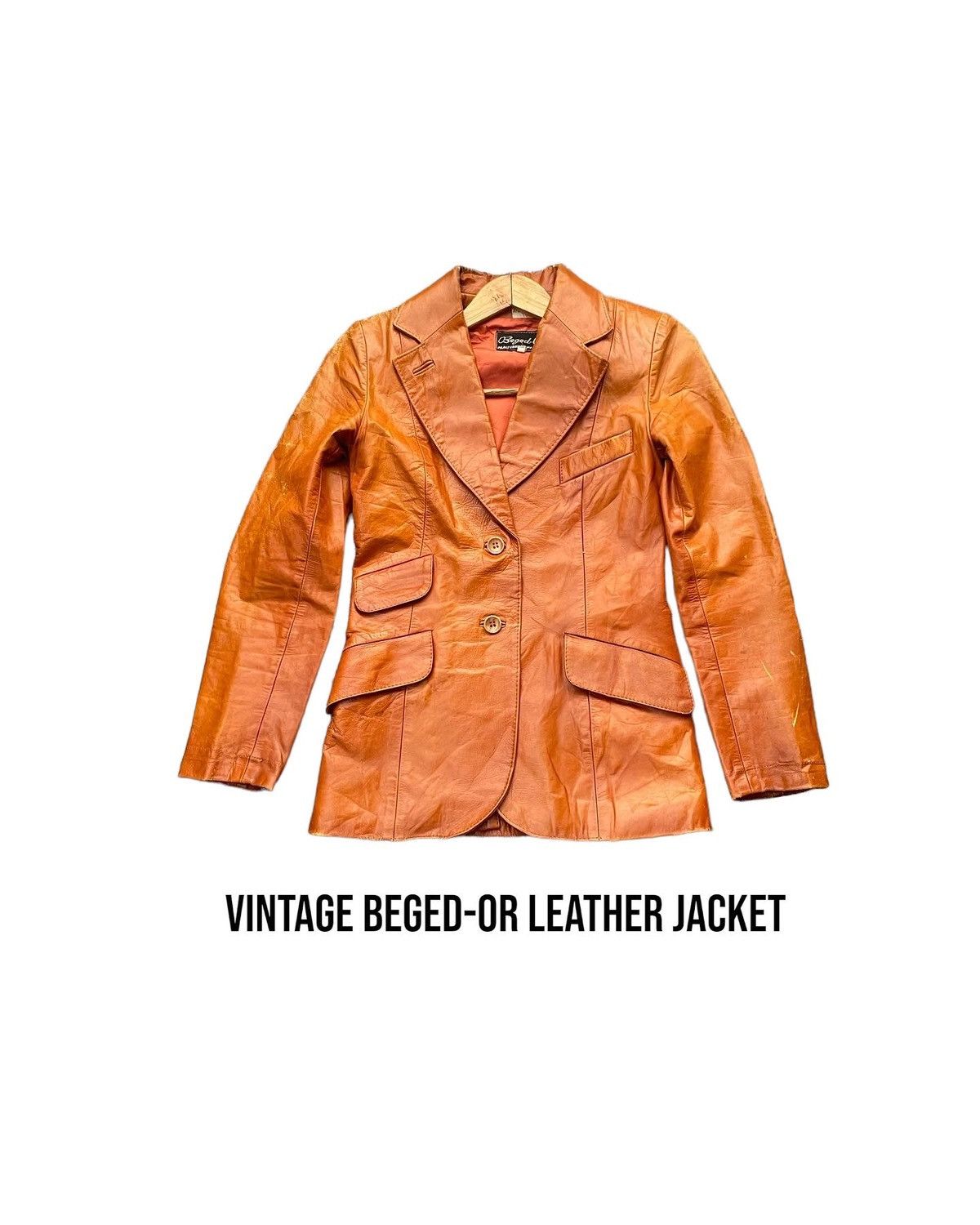 Vintage Vintage Beged-Or Leather Jacket Size US XS / EU 42 / 0 - 1 Thumbnail