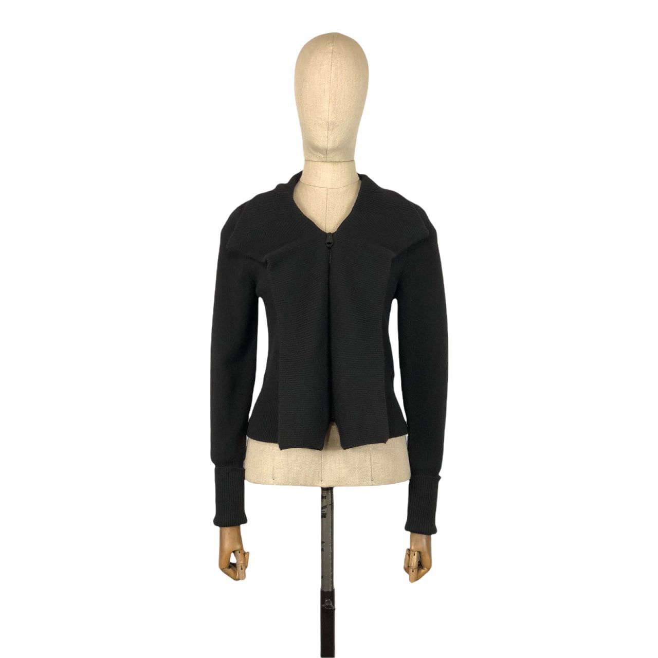 image of Viktor Rolf Viktor & Rolf Shawl Black Cashmere Wool Full Zip Cardigan, Women's (Size Small)