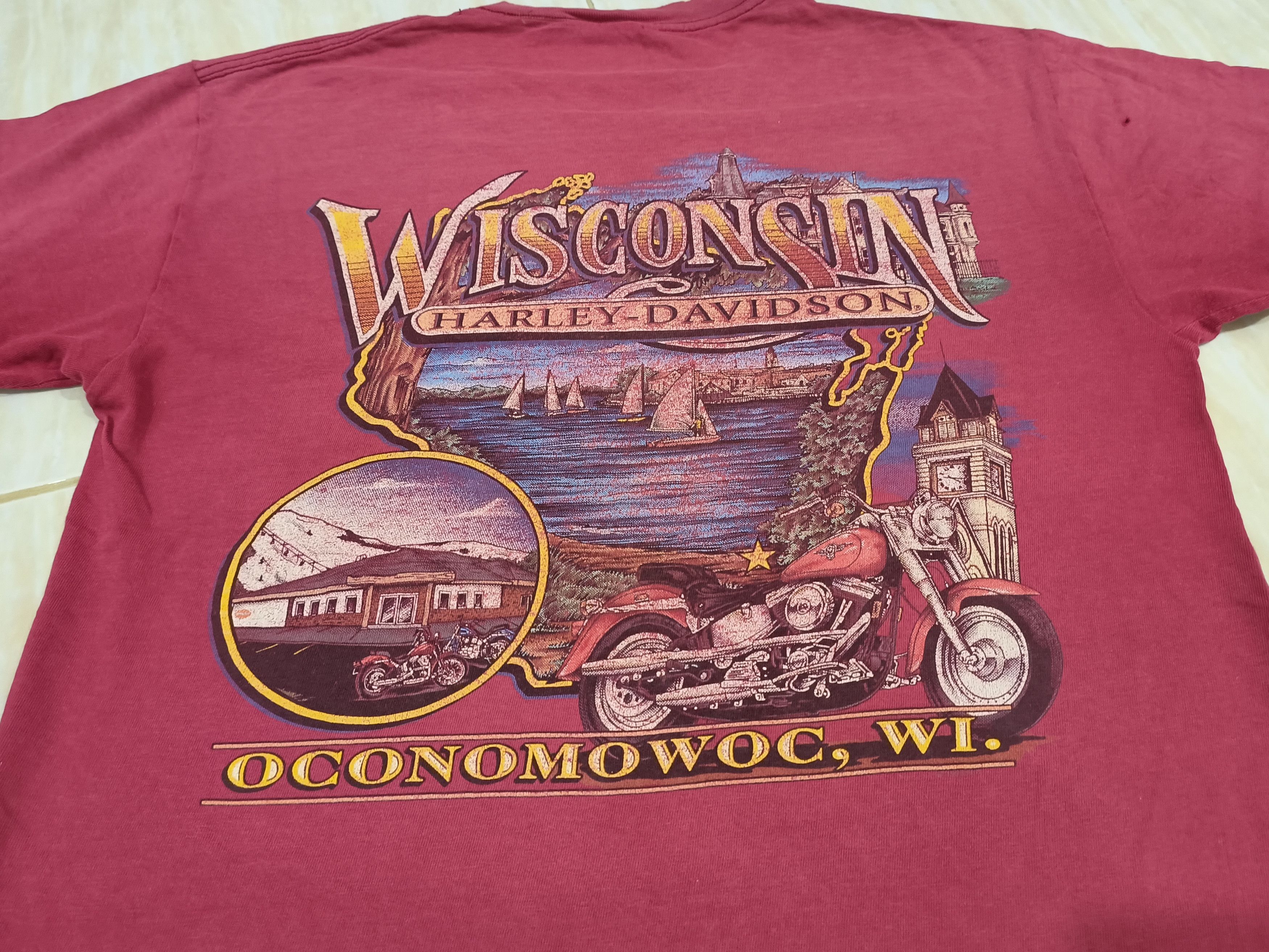 Harley Davidson × Vintage Vintage Distressed Harley Davidson Thrashed tee Size US L / EU 52-54 / 3 - 5 Thumbnail