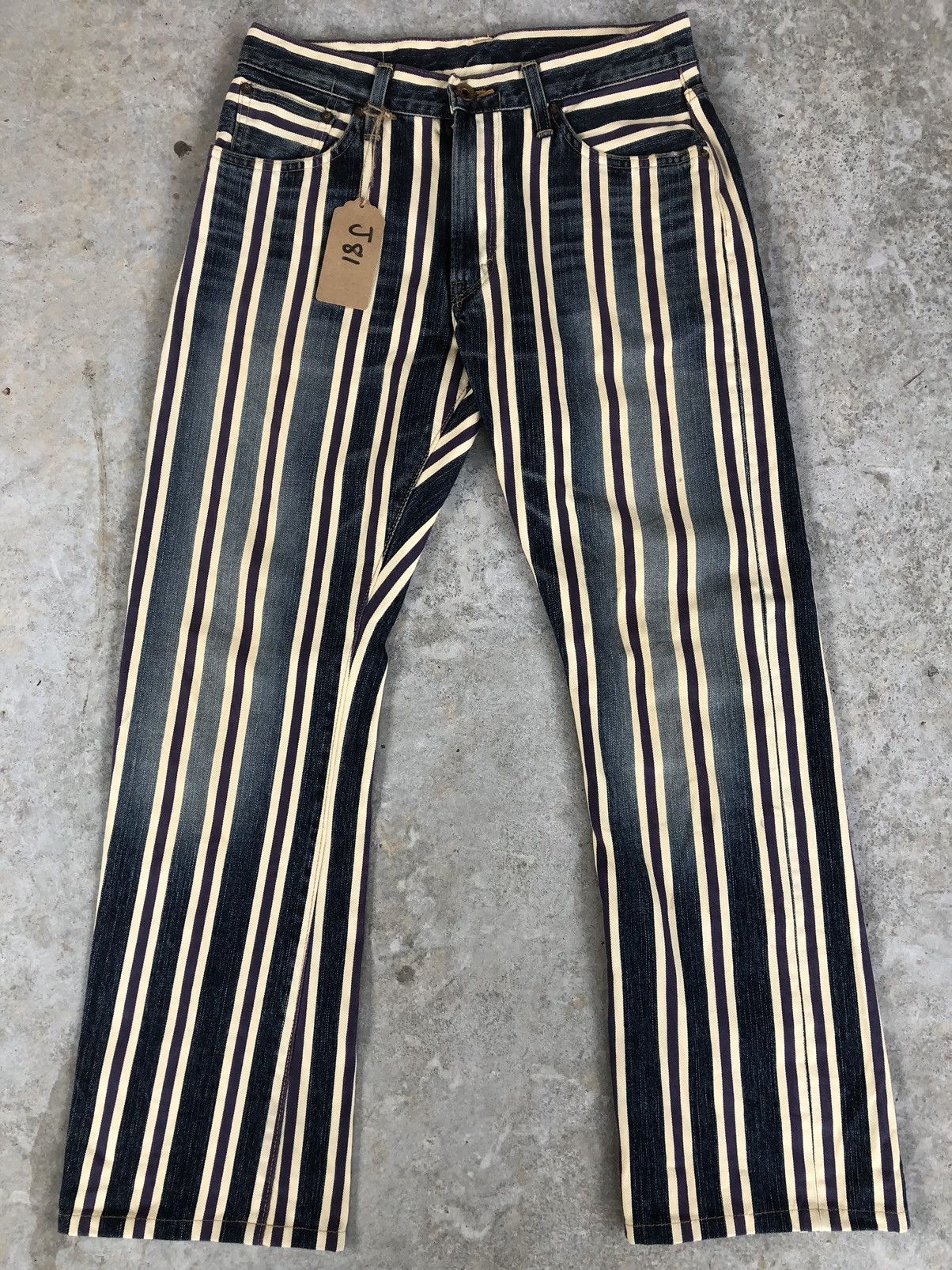 Edwin Flared Jeans Selvedge Denim Distressed Denim