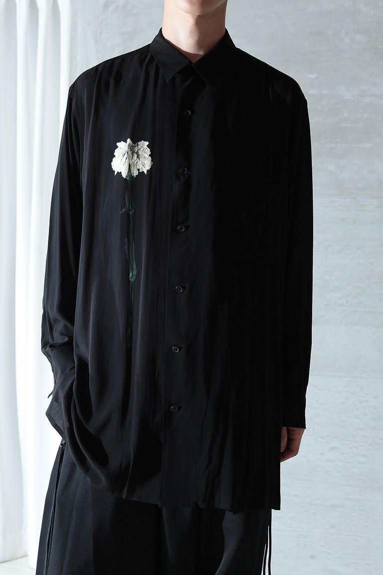 Yohji Yamamoto Yohji Yamamoto - Rayon One White Flower Long Blouse Shirt Size US M / EU 48-50 / 2 - 1 Thumbnail