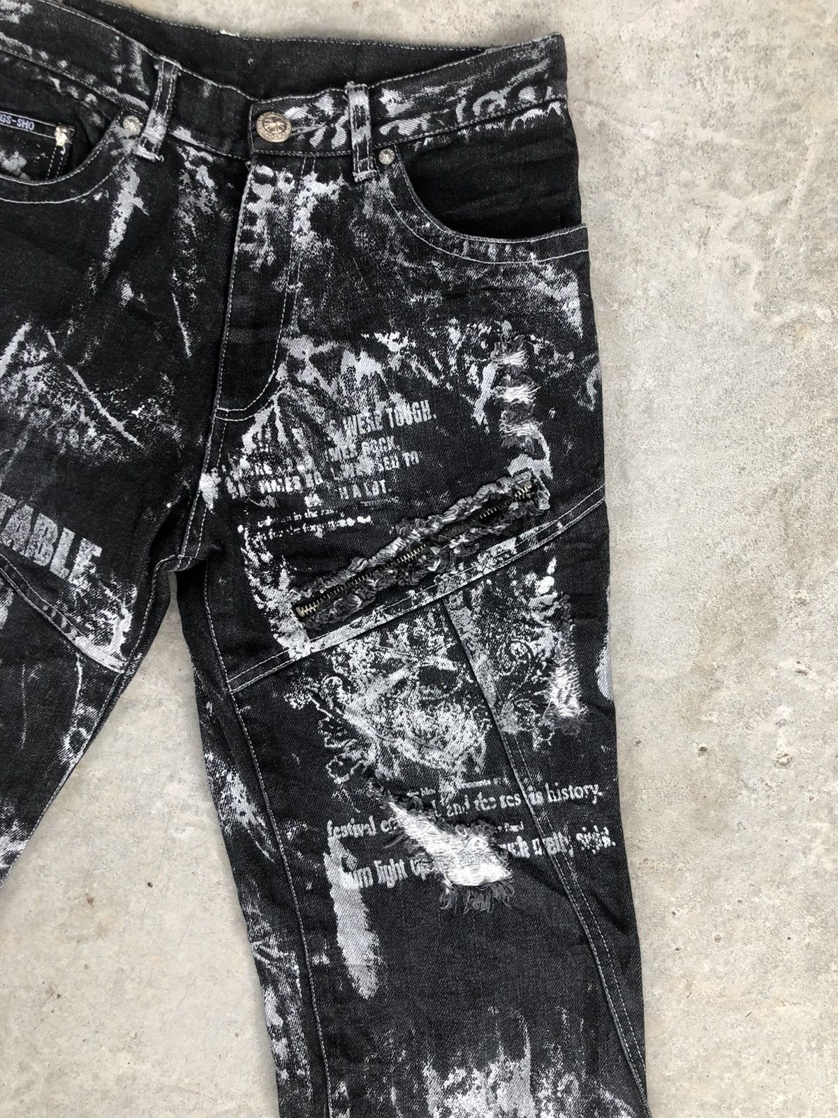 BERNINGS SHO Bernings Sho Flared Jeans Denim Distressed Splatter Size US 29 - 5 Thumbnail