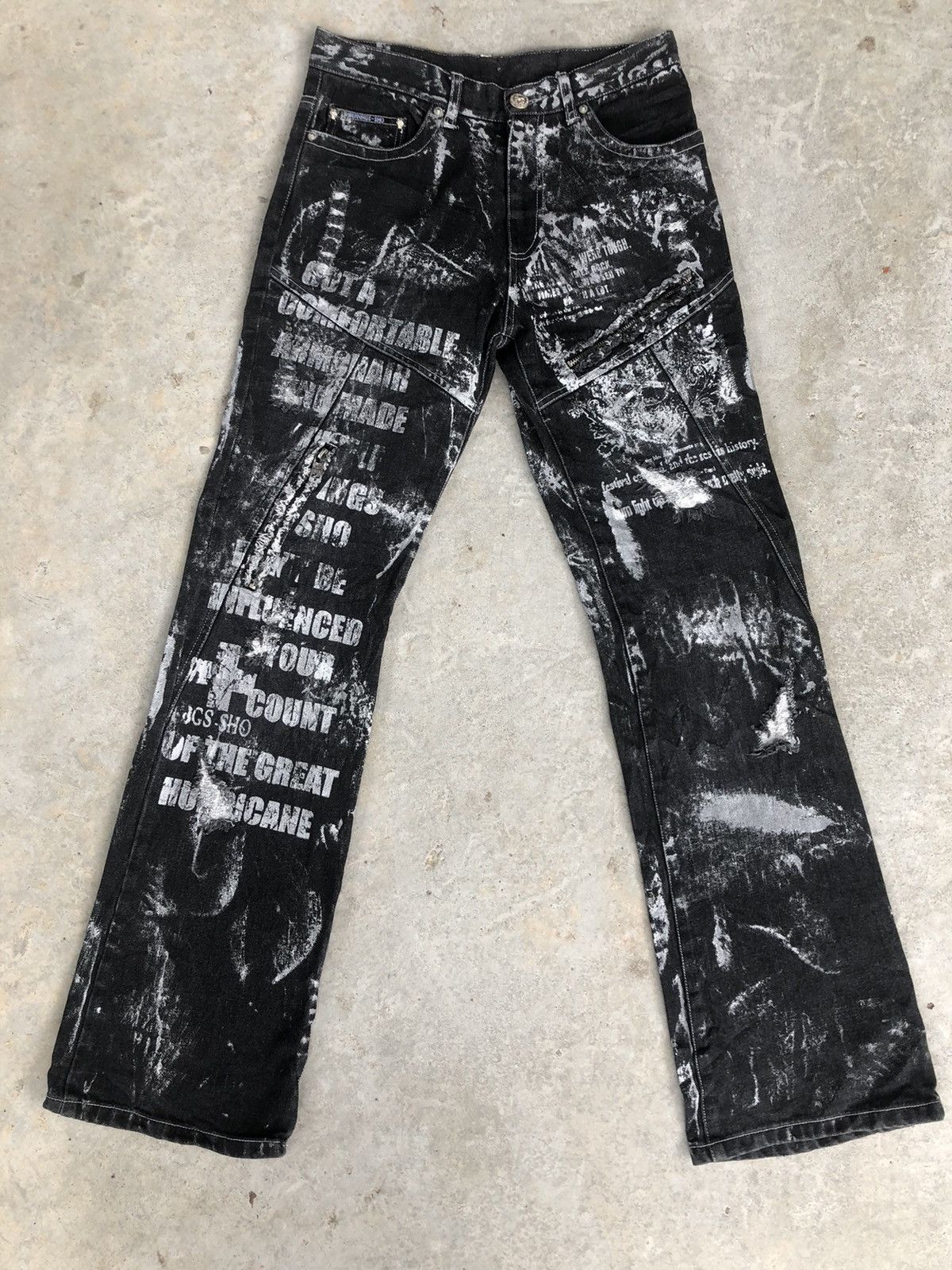 Bernings Sho Flared Jeans Denim Distressed Splatter