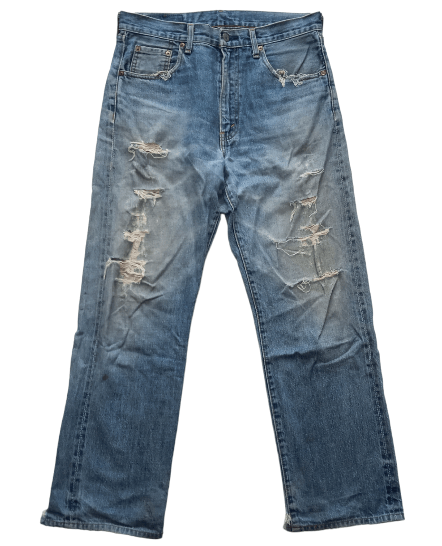 Pre-owned Distressed Denim X Levis Vintage 90's Lvc Levi's 502 Selvedge In Denim