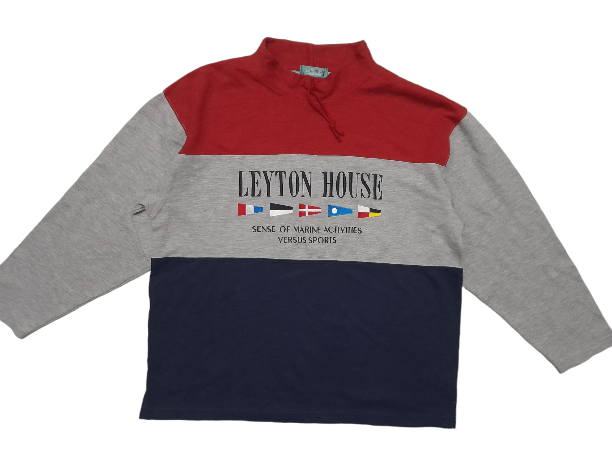 Japanese Brand 90s Leyton House Marine Colour Block Sweatshirt (E16) Size US XL / EU 56 / 4 - 1 Thumbnail