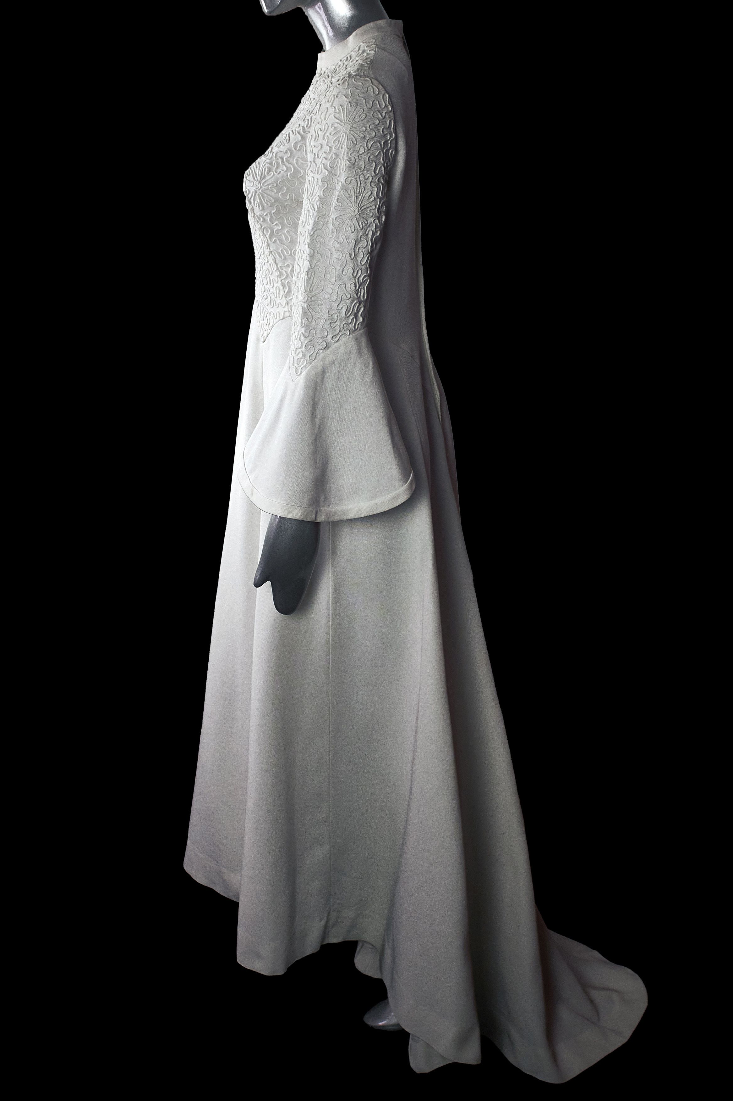 Vintage Maggy Rouff 50's Vintage White Haute Couture Wedding Dress Size S / US 4 / IT 40 - 5 Thumbnail