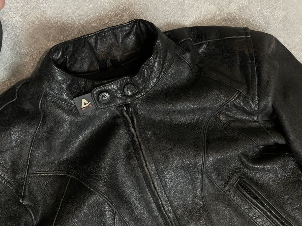Black leather moto bomber jacket biker Akito Japan racing