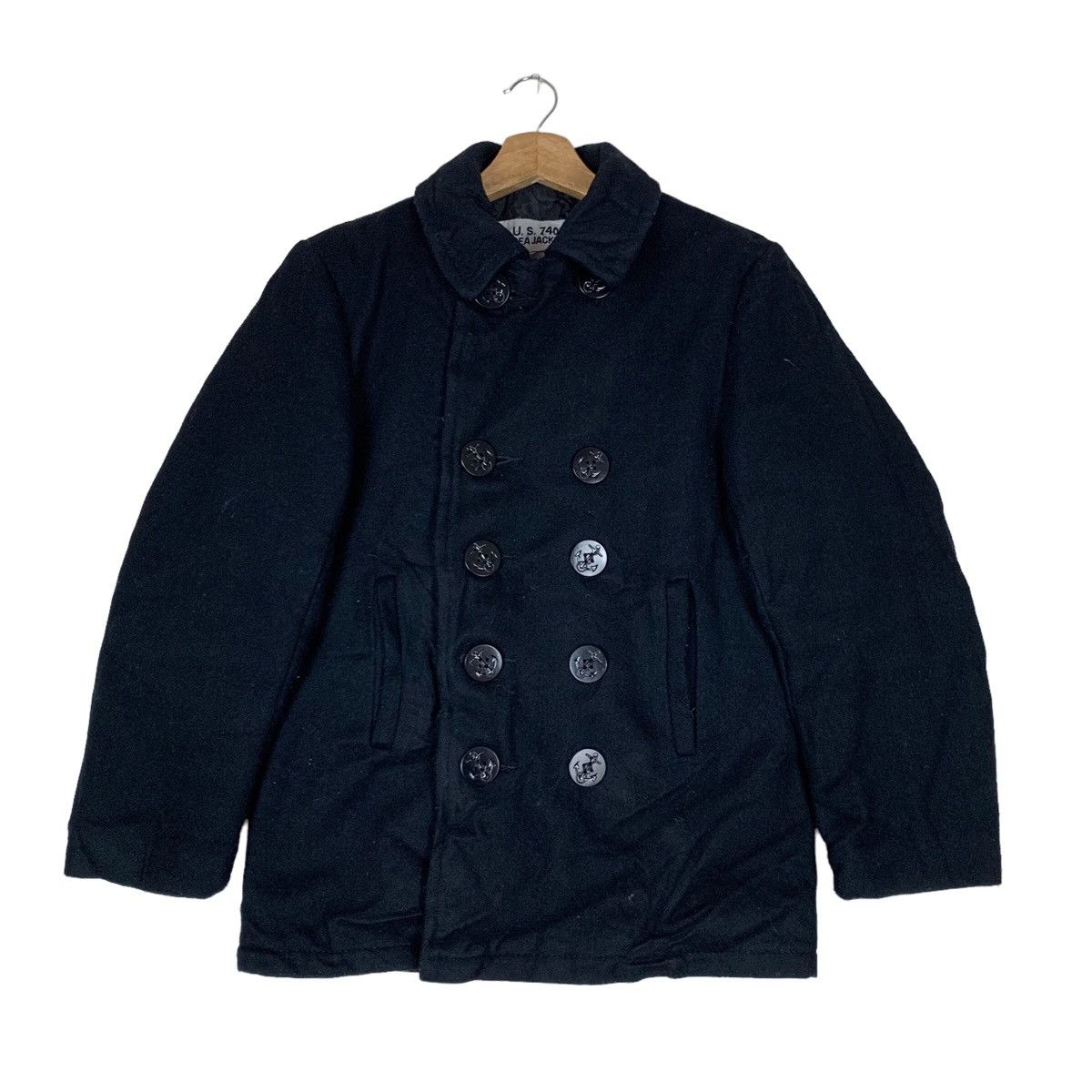 image of Us 740N Pea Coat By Schott in Black, Men's (Size Small)