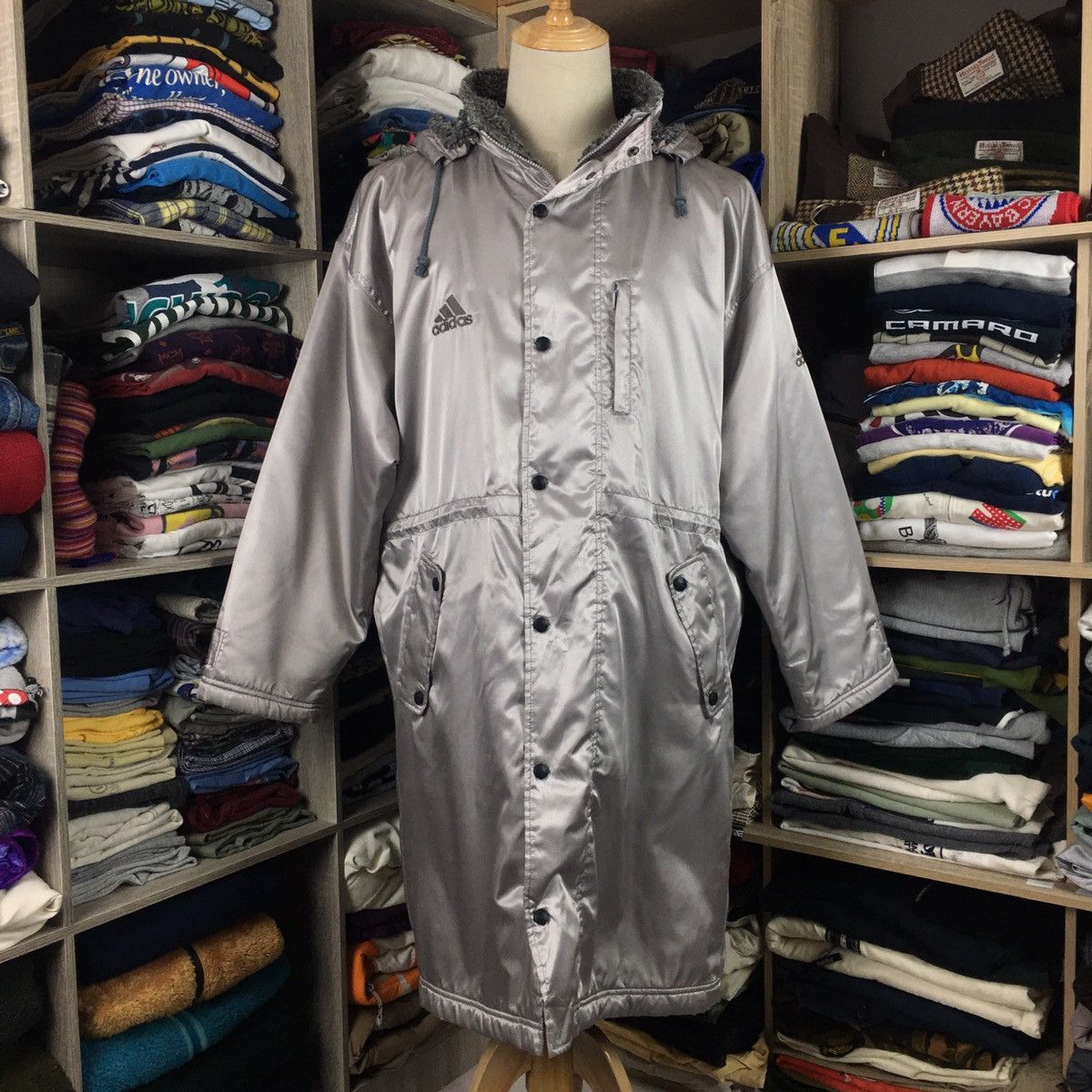 Vintage Adidas Big Logo Embroidery Long Jacket Travis Style