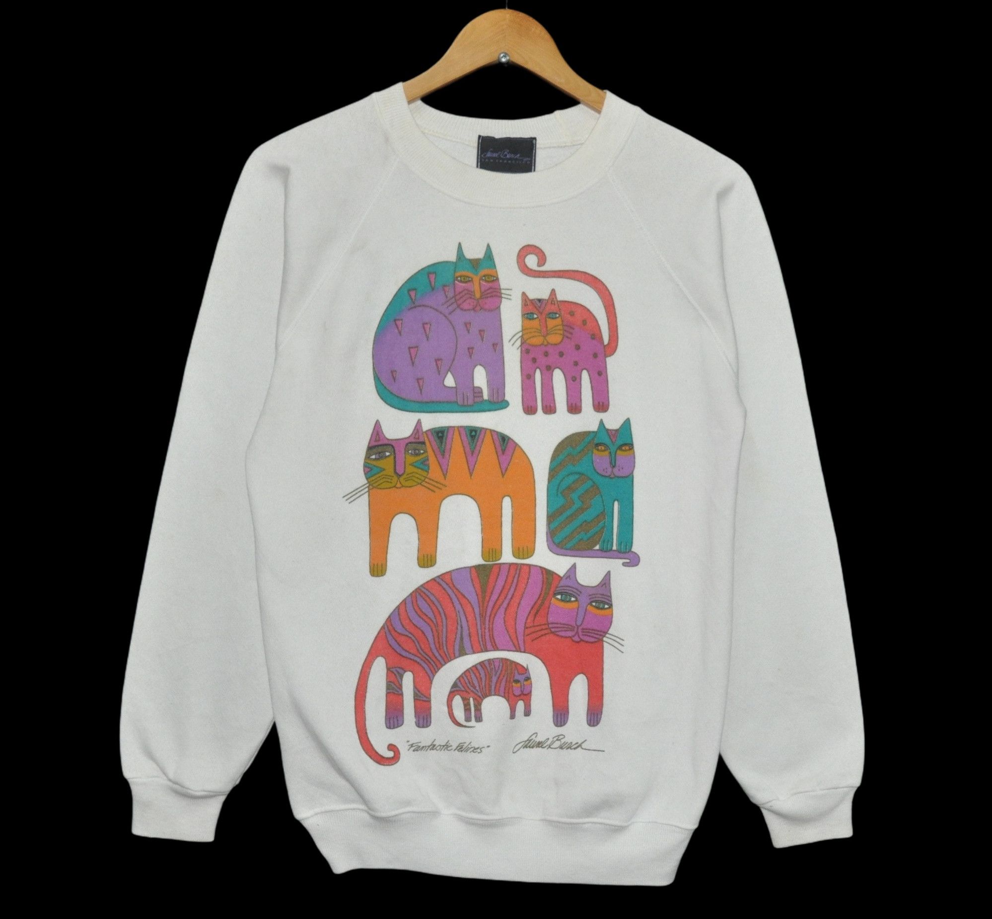 VINTAGE 80s CAT ANIMAL HABITAT CATS SWEATSHIRT